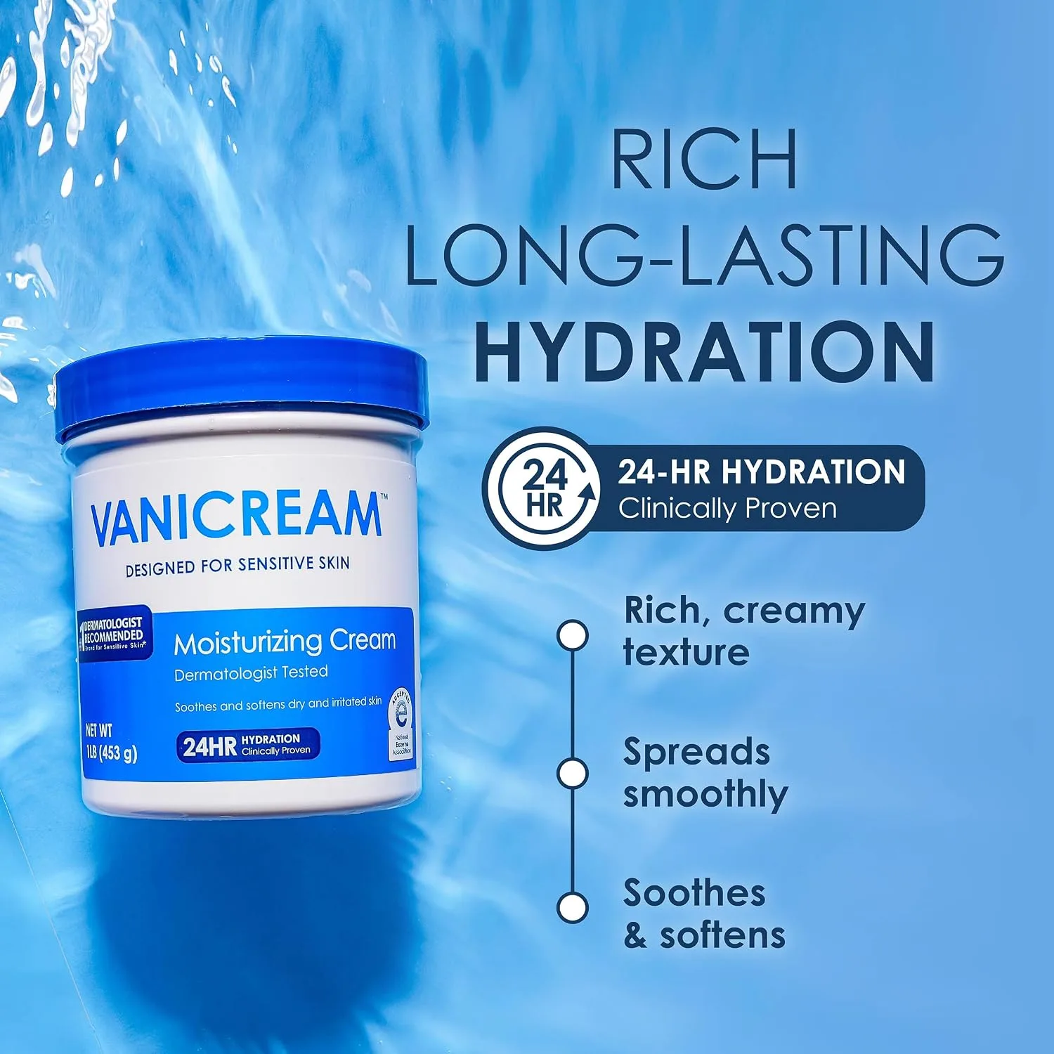 Vanicream Moisturizing Cream, Body & Face Moisturizer, 16 Oz Tub