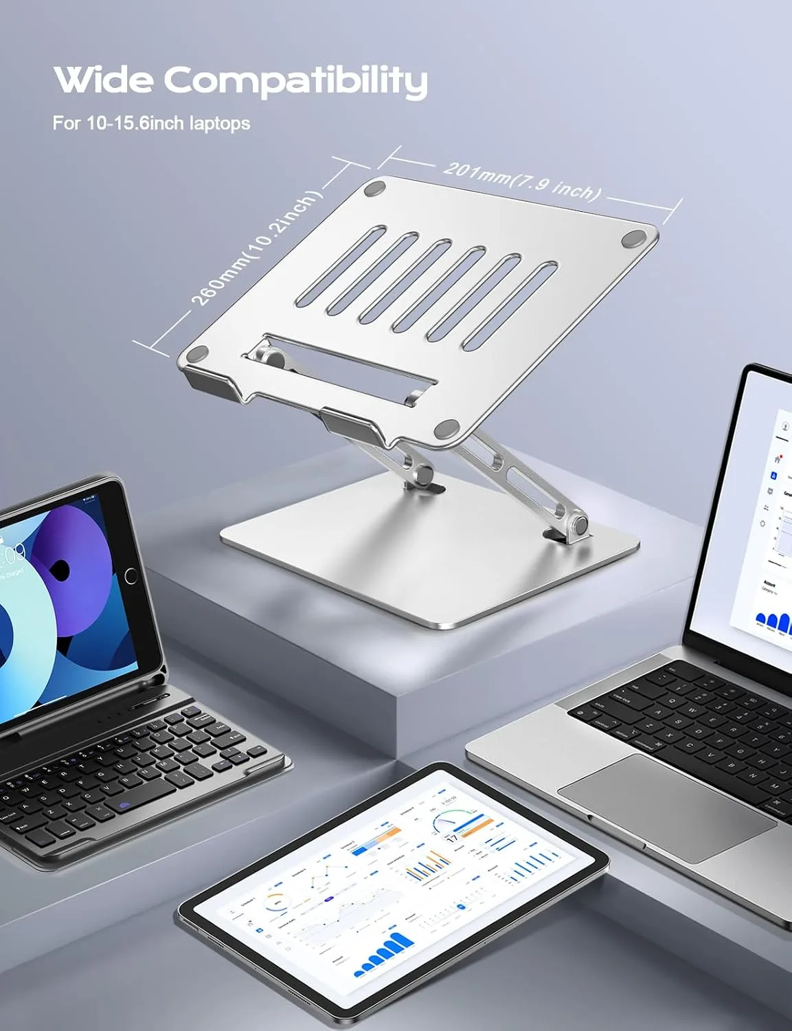 LOXP Portable Laptop Stand, Aluminum Laptop Stand for Desk - Silver