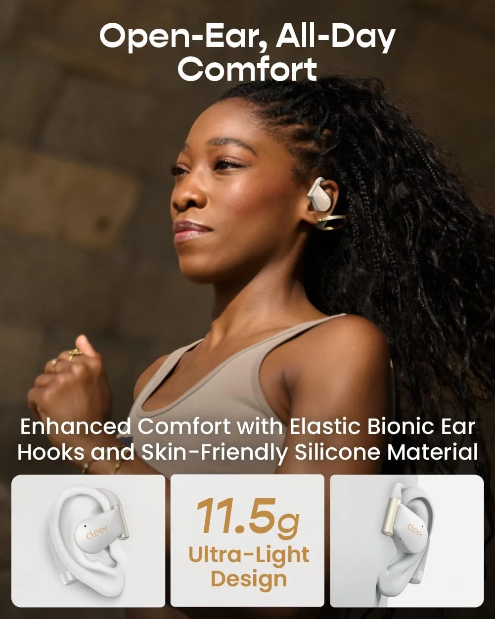 Cleer ARC 5 Open Ear Earbuds with Dolby & THX Audio, White