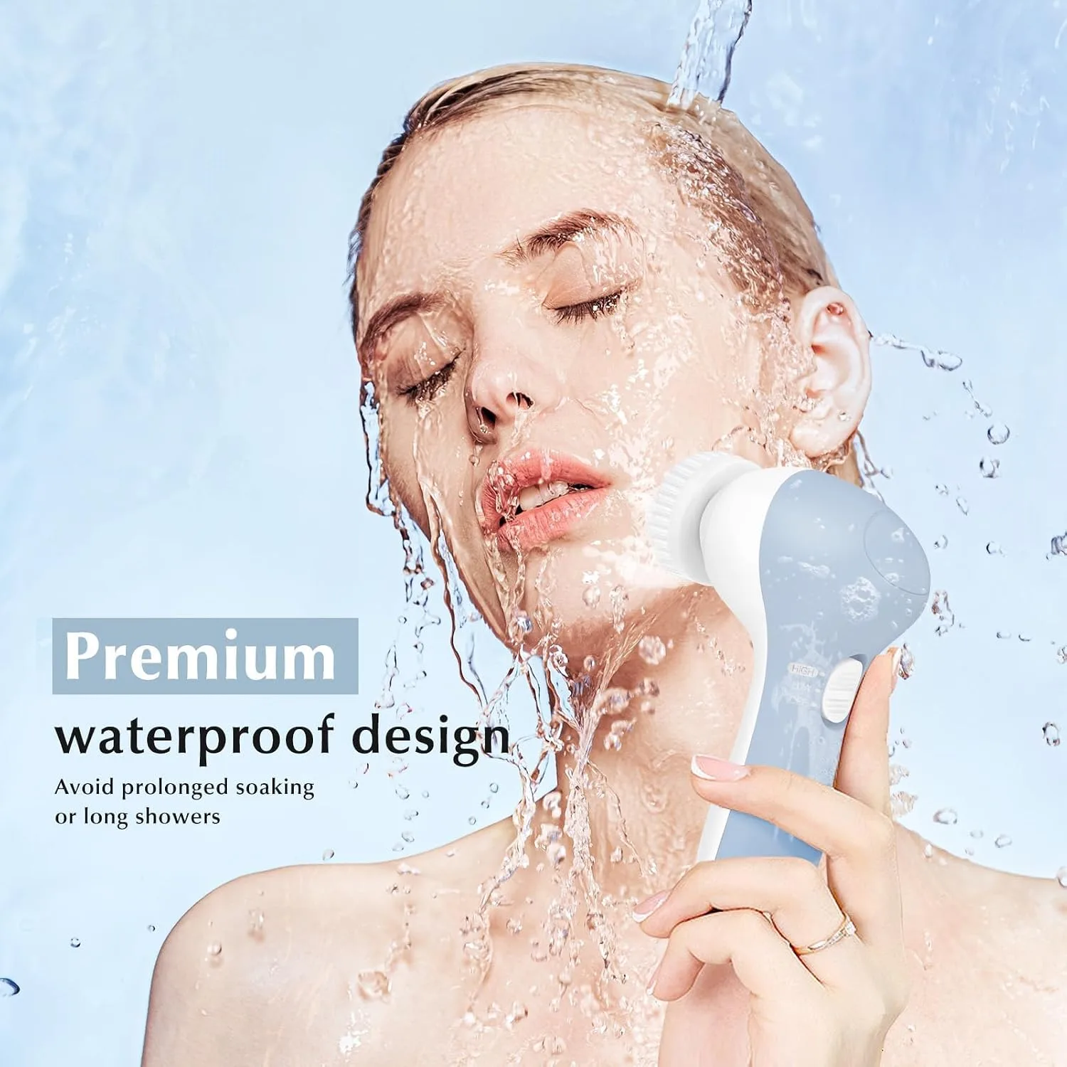 COSLUS Facial Cleansing Brush Face Scrubber, Upgrade Set, Blue