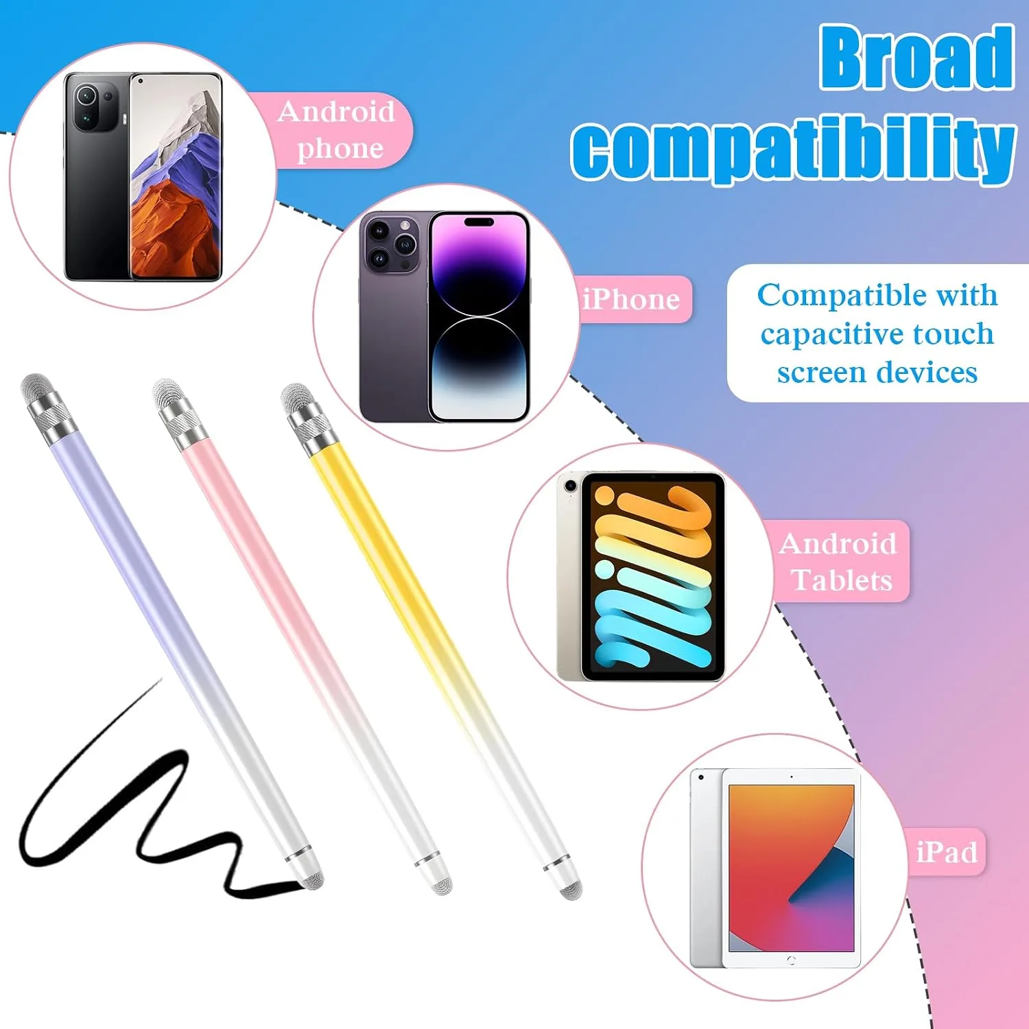 Bopomofo 3PCS Stylus Pen for Touchscreen,High Sensitivity & Precision