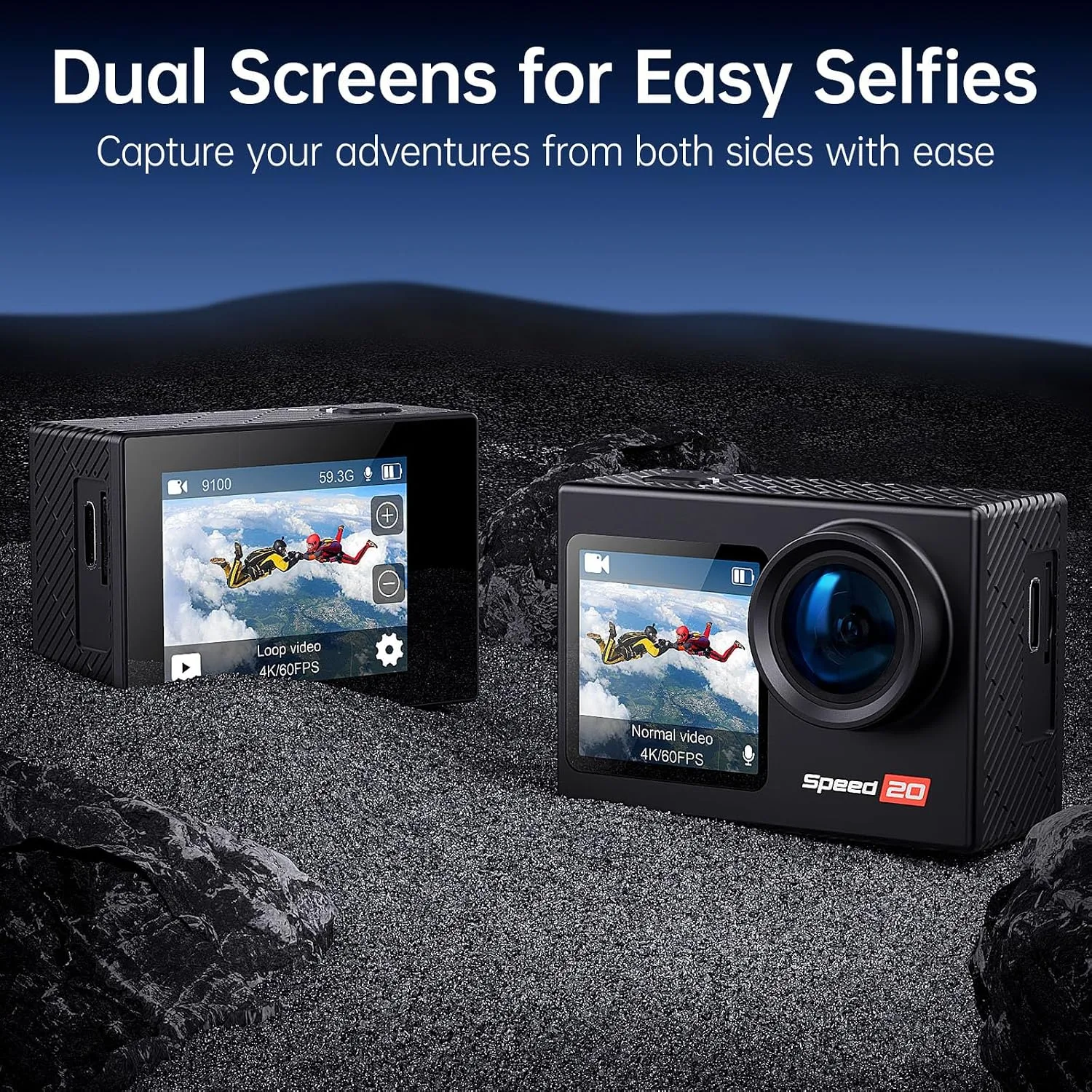 4K Action Camera 20MP Touch Screen WiFi EIS 131FT Waterproof