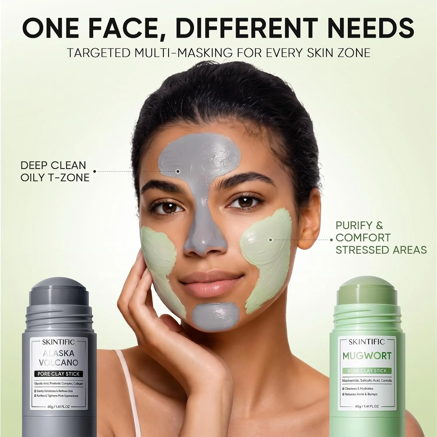 SKINTIFIC Clay Mask Stick Set with Alaska Volcanic Clay & Mugwort