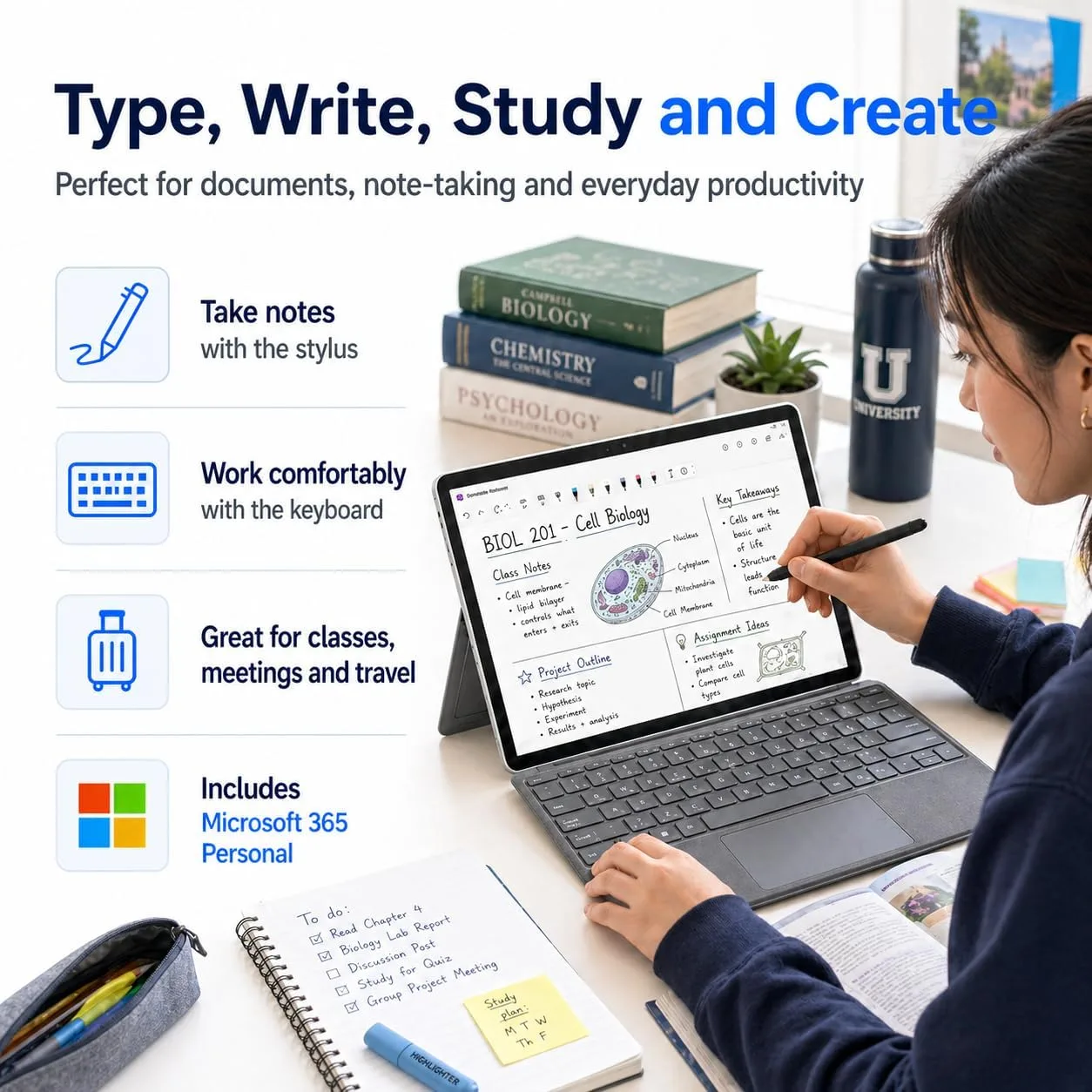 Microsoft Surface Pro 12" Copilot+ AI PC, Snapdragon X Plus, 16GB RAM, 256GB Storage, Webcam, 2-in-1 Tablet Laptop w/ Keyboard, Stylus, MS 365, Windows 11 Home (Renewed)
