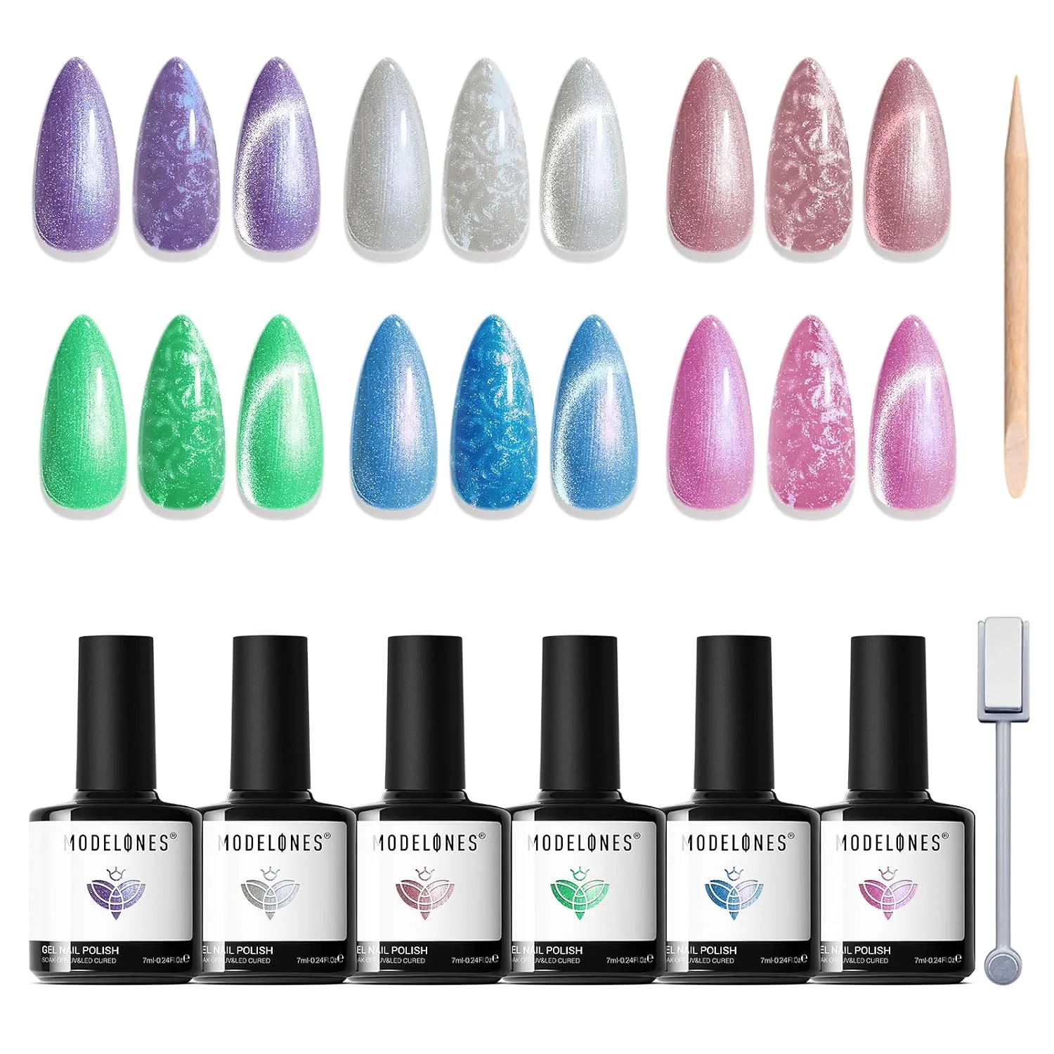 modelones Gel Nail Polish Set Nude 6Colors Baby Pink White