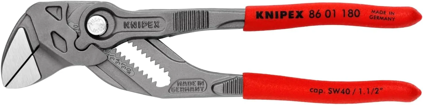 KNIPEX 86 01 180, 7-1/4 in. Pliers Wrench, Capacity 1-1/2 in.