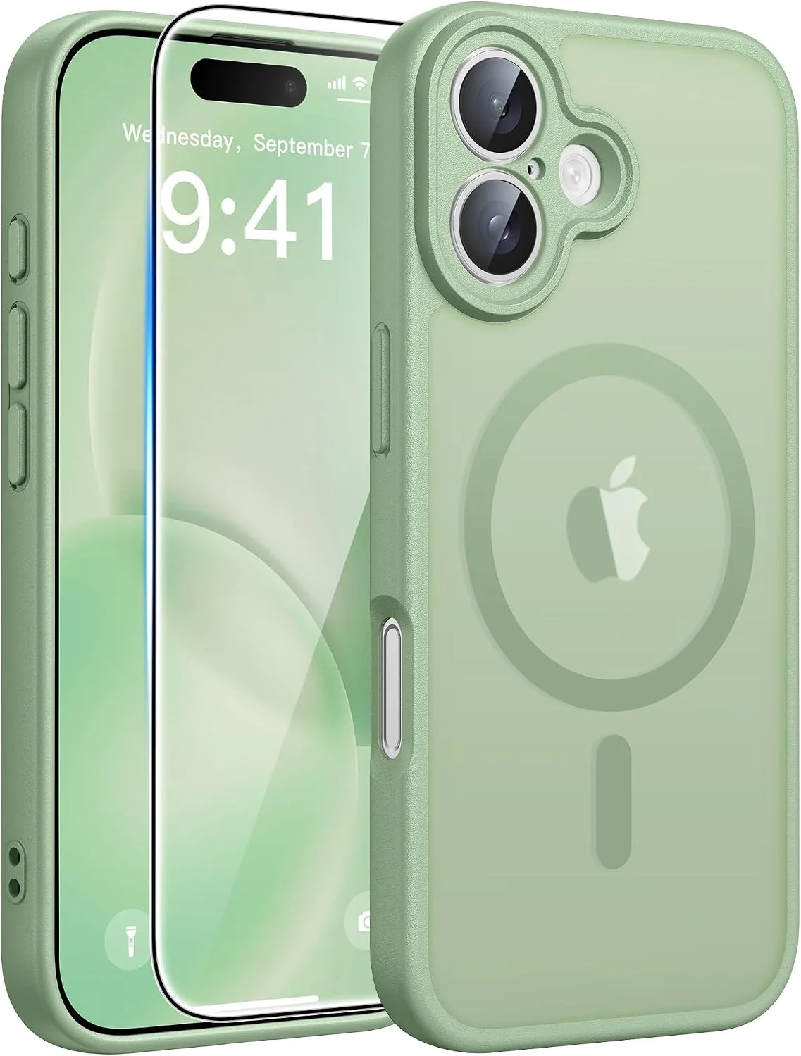 FNTCASE for iPhone 16 Case, Fit for Magsafe, Light Moss