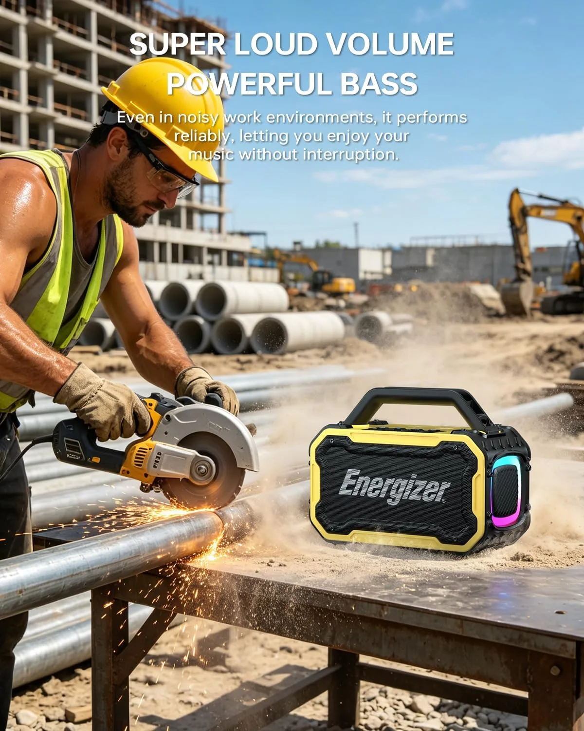 Energizer Outdoor Bluetooth Speakers, 100W Peak Portable Wireless Speaker