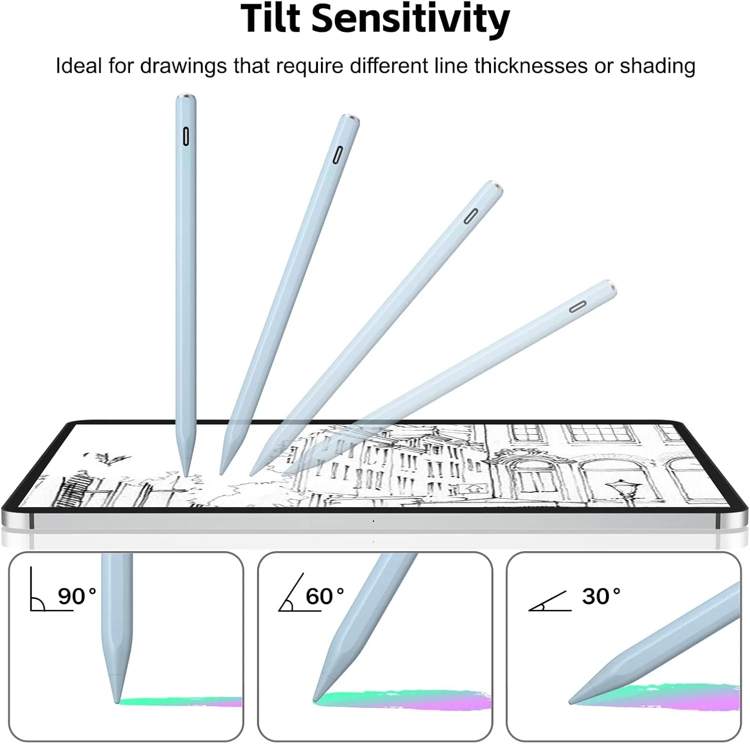 Stylus Pen for iPad 2026-2018 with 13mins Fast Charge,Tilt Sensitivity