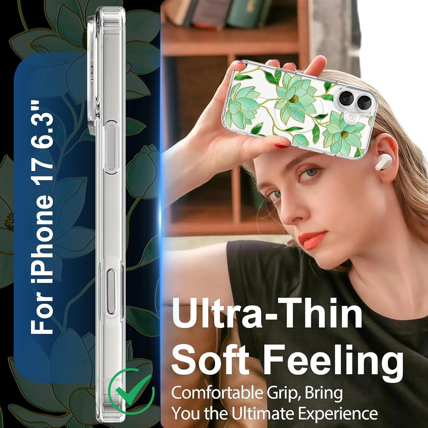 tharlet Magnetic for iPhone 17 Case, Compatible with MagSafe Magnolia
