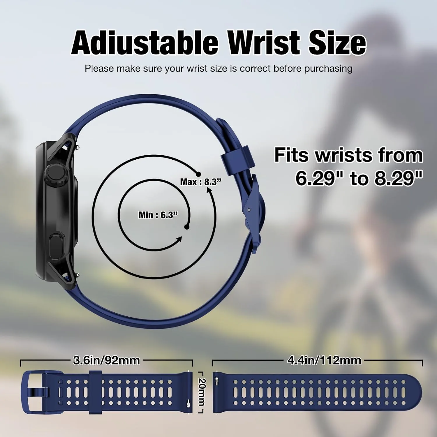 Watch Band for Coros PACE 2/APEX 2/APEX 42mm, 20mm Quick Release Silicone Replacement Band