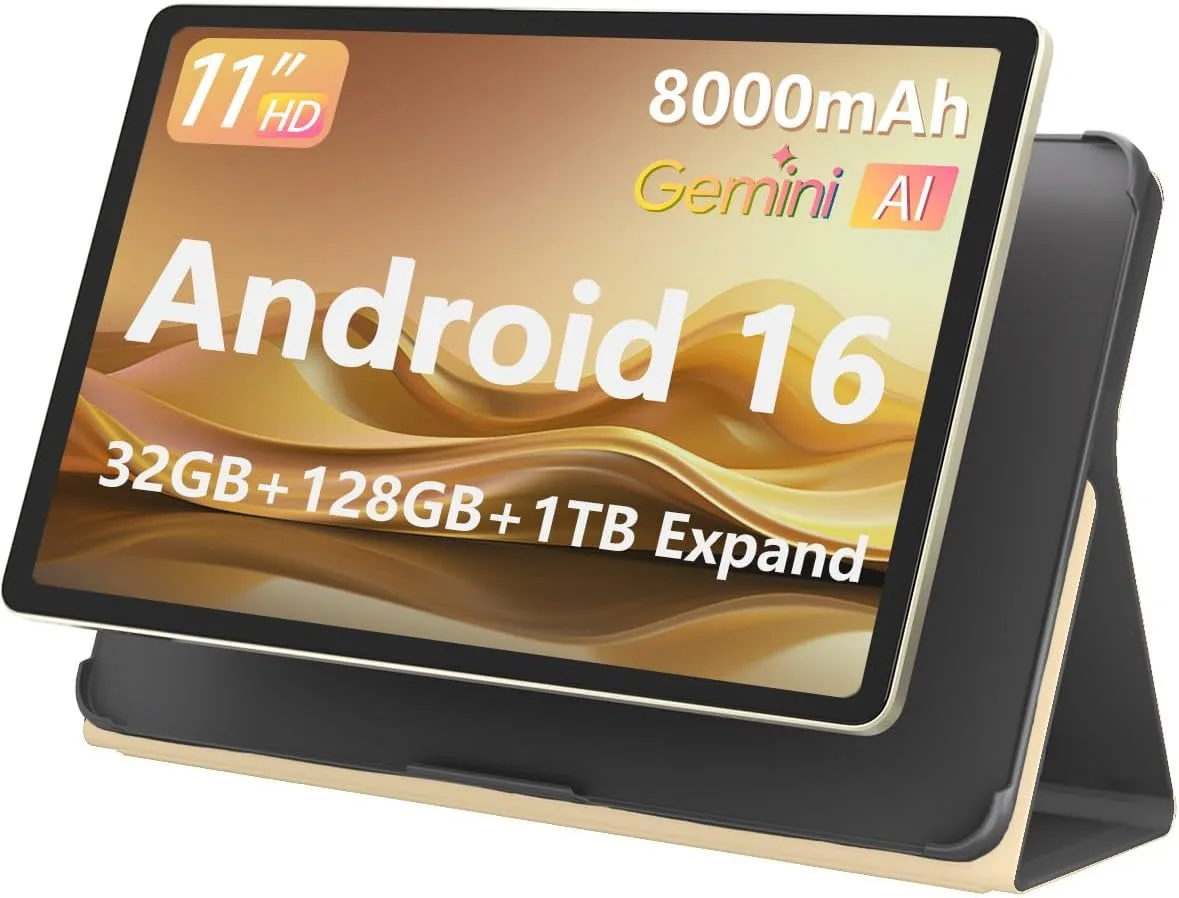 11-inch Android 16 Tablet, 32GB RAM + 128GB ROM (1TB Expand), T7280