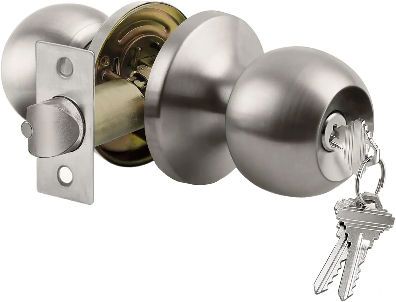 Manija para puerta Bestten con llave y acabado en níquel satinado