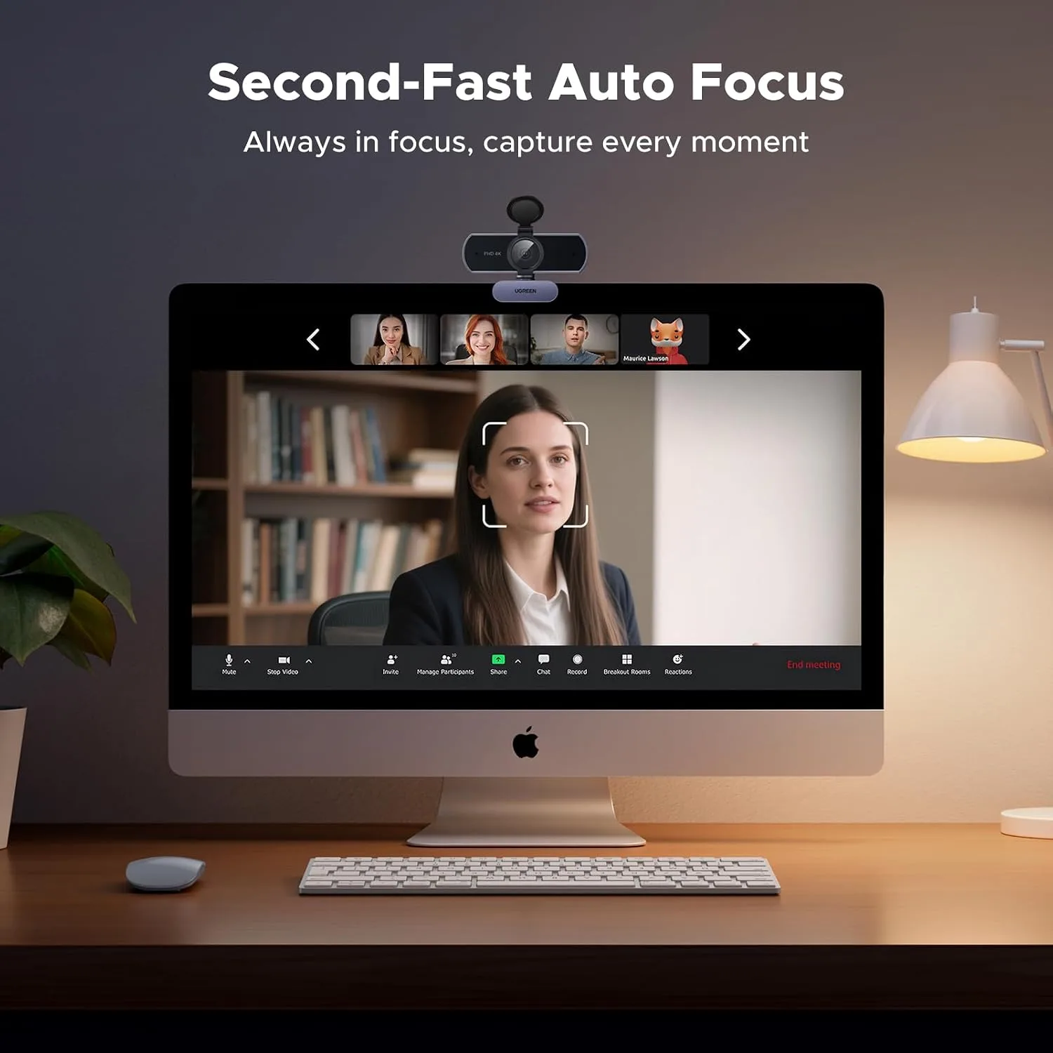UGREEN 4K@30fps Webcam for PC Ultra HD Web Camera with Mics, Gray