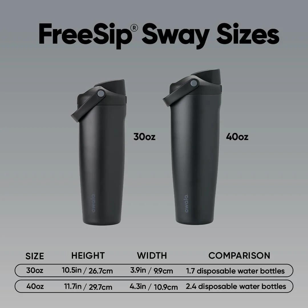 Owala FreeSip Sway - Stainless Steel - 40-oz. - Black (Very, Very Dark)