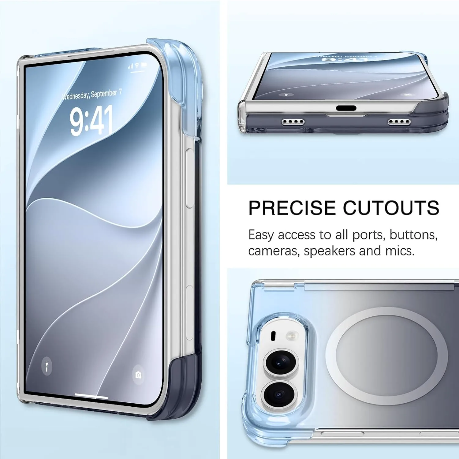 tharlet Magnetic Case Fit for iPhone Duo, Anti Yellowing, Blue Grey