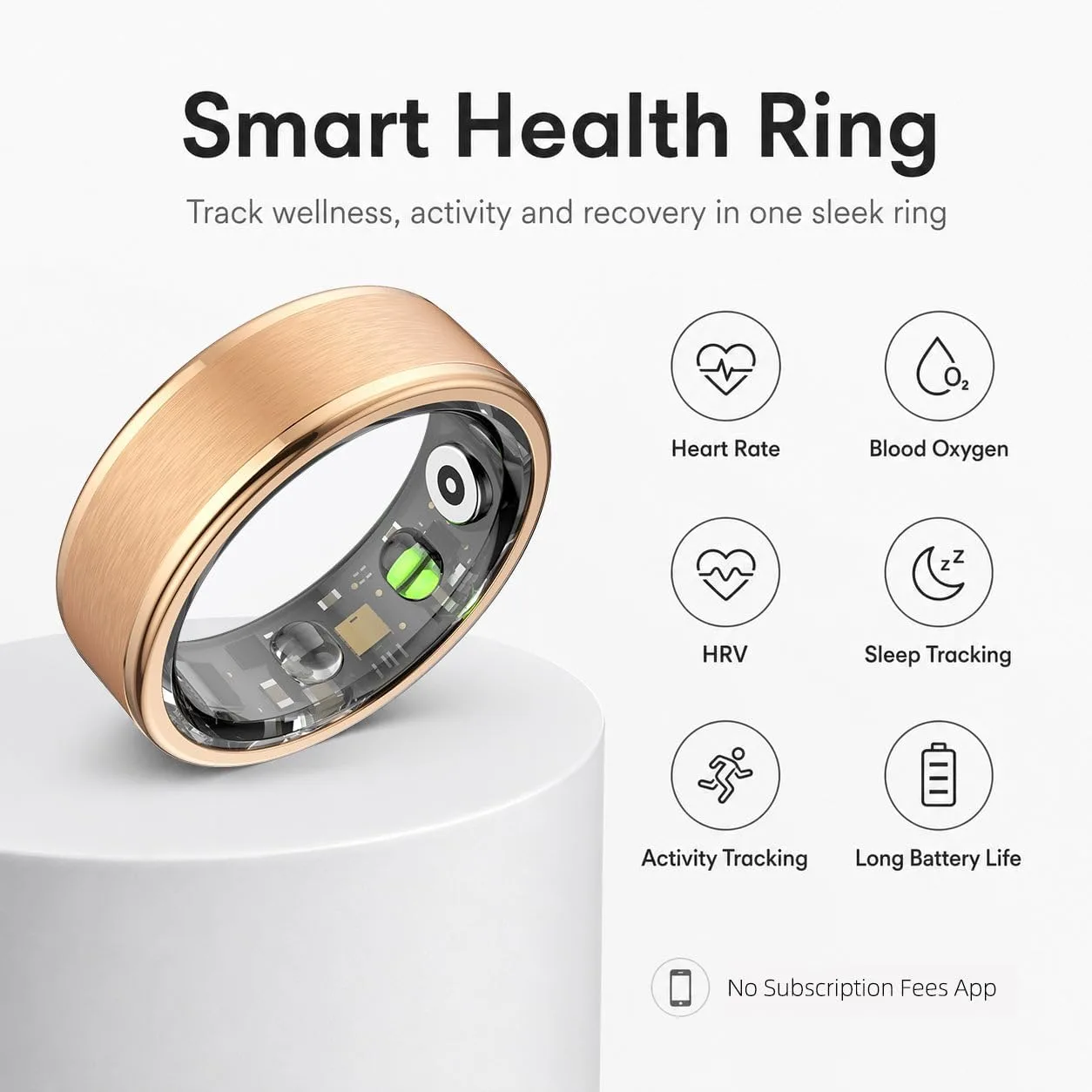 Smart Ring for Women and Men, Fitness & Sleep Tracker, Gold 10