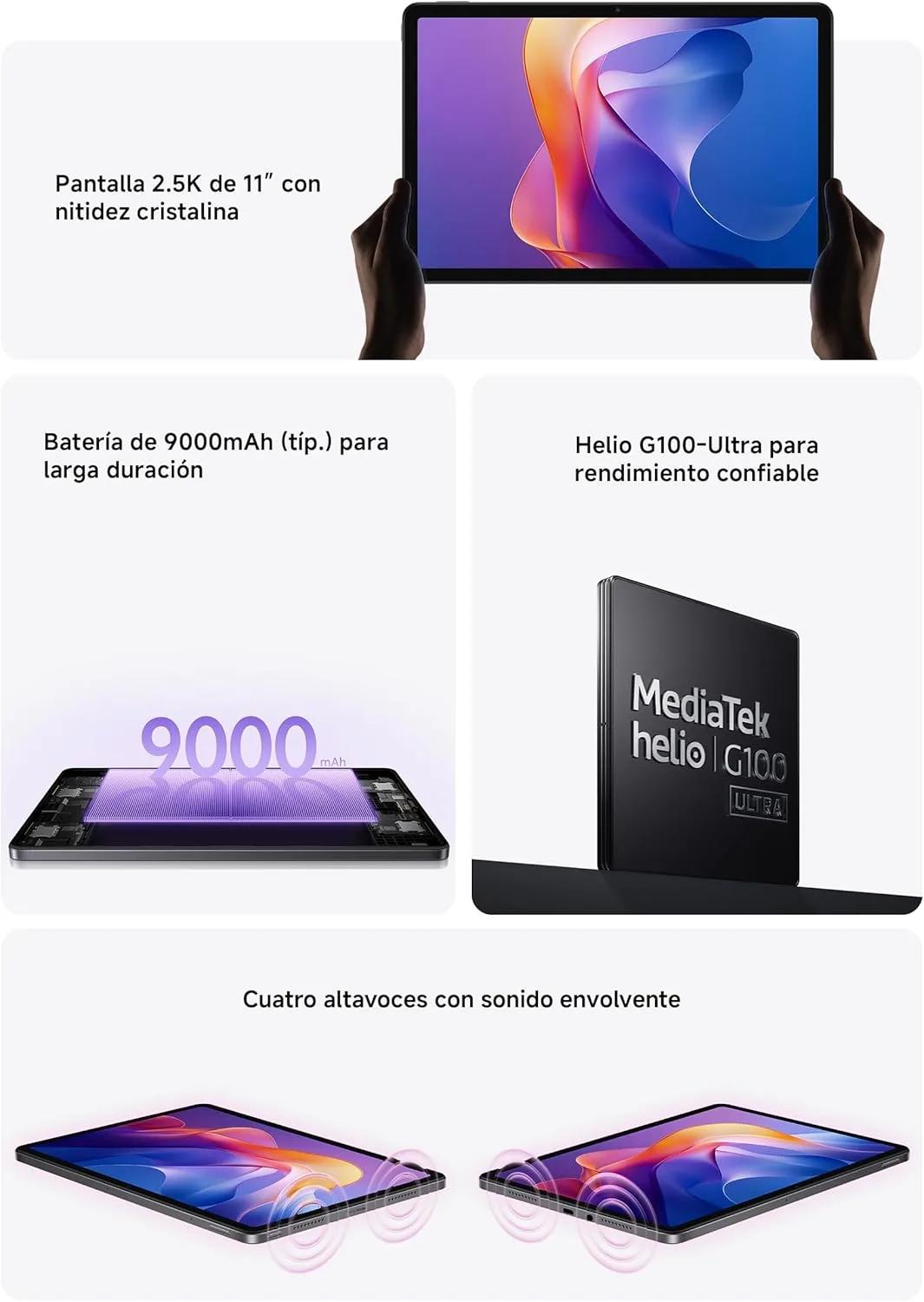 Xiaomi Redmi Pad 2 Only WiFi (No Calls or Text) 11" 2.5K Octa Core 4 Speakers Global ROM 9000mAh Bluetooth 5.3 8MP Model 25040RP0AL (Graphite Gray, 256GB + 8GB)