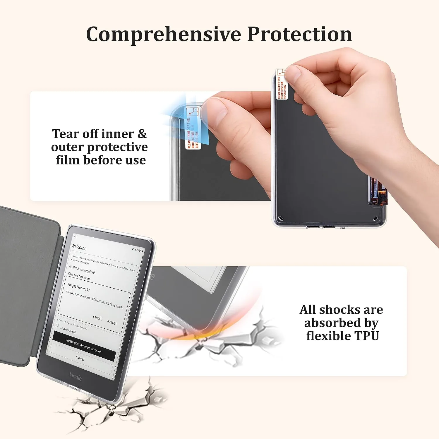 Clear Case for 7'' Kindle Paperwhite 12th Gen 2024 & Colorsoft