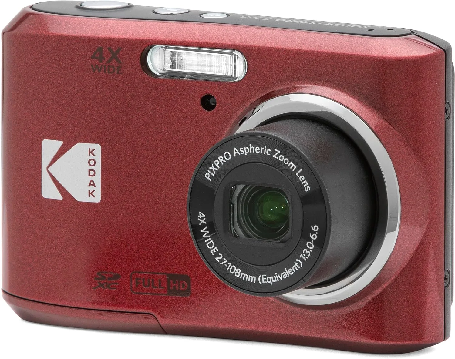 Kodak PIXPRO FZ45 16MP Digital Camera 4X Optical Zoom 27mm Wide Angle 1080P Full HD Video 2.7" LCD Camera (Red) + 64GB Card and Reader + Case + Memory Wallet + Tripod + Cleaning Bundle