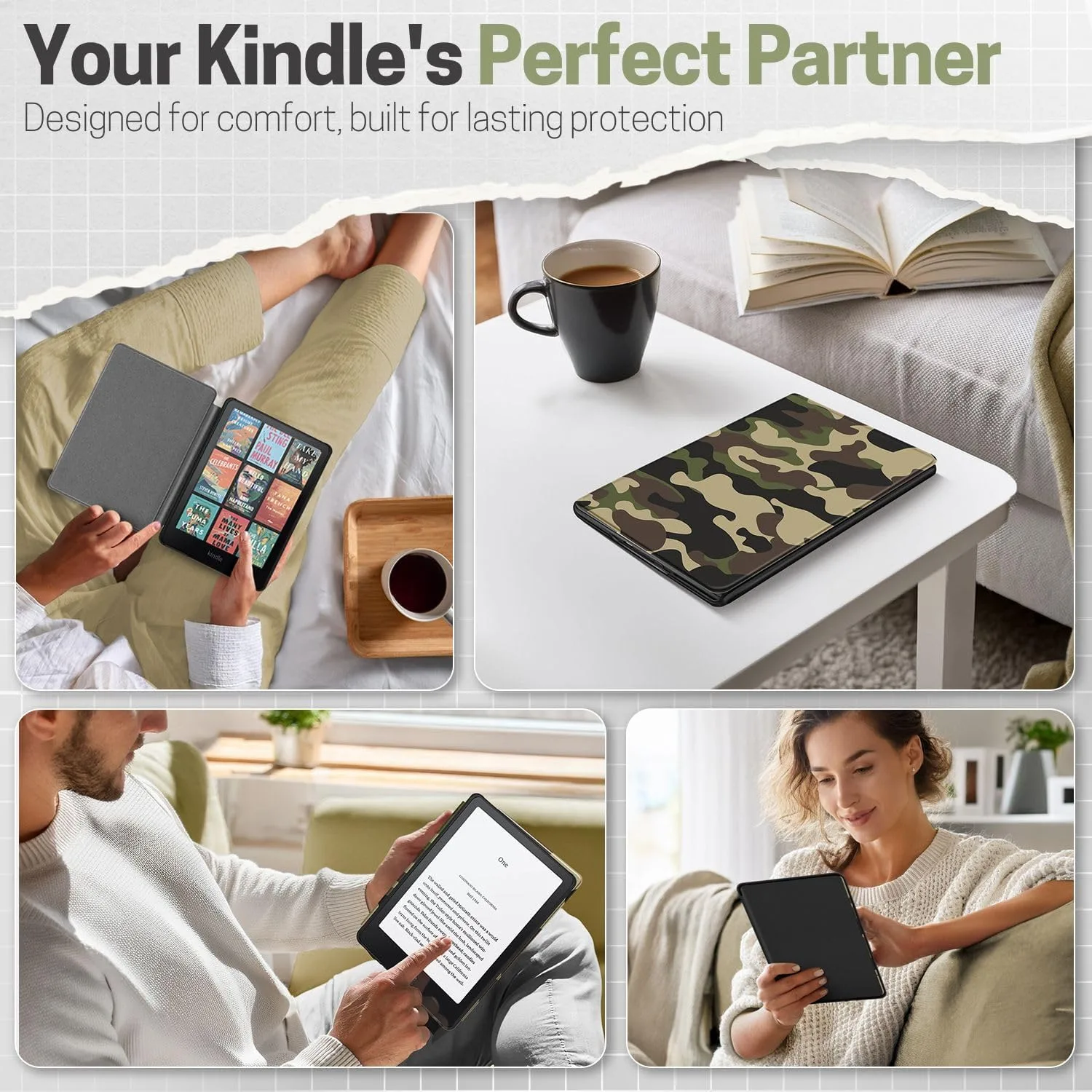 TNP Kindle Paperwhite 12th Gen Case Colorsoft 7-Inch Cover Camouflage Brown