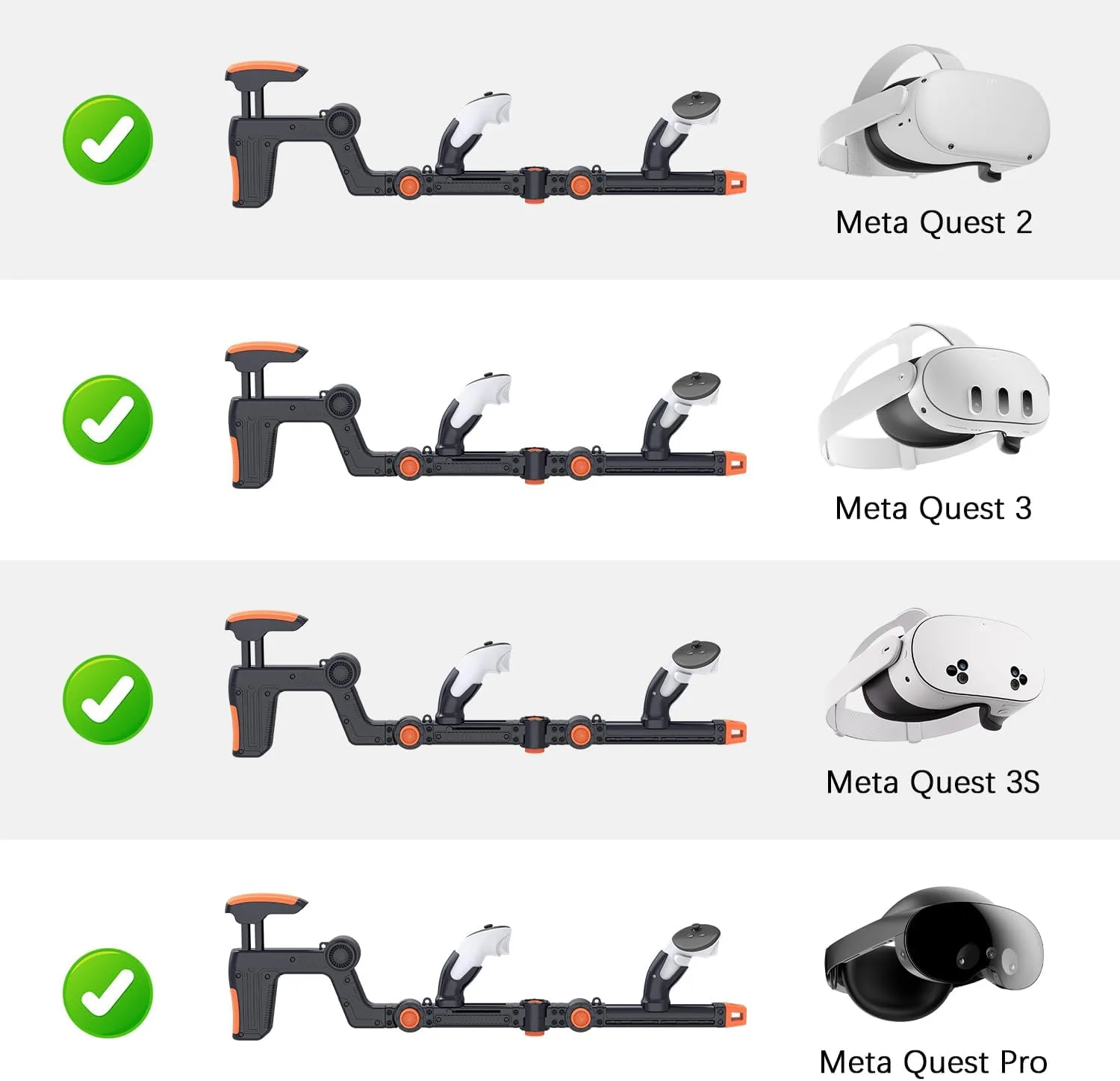 Rechale VR Gunstock Compatible with Meta Quest 2/3/3S/Pro, Shoulder Straps Adjustable FPS Gaming Controller Accessories Quick Magnetic Attachment Cheek Pad Immersive VR Stock Rifle Gameplay (Black)