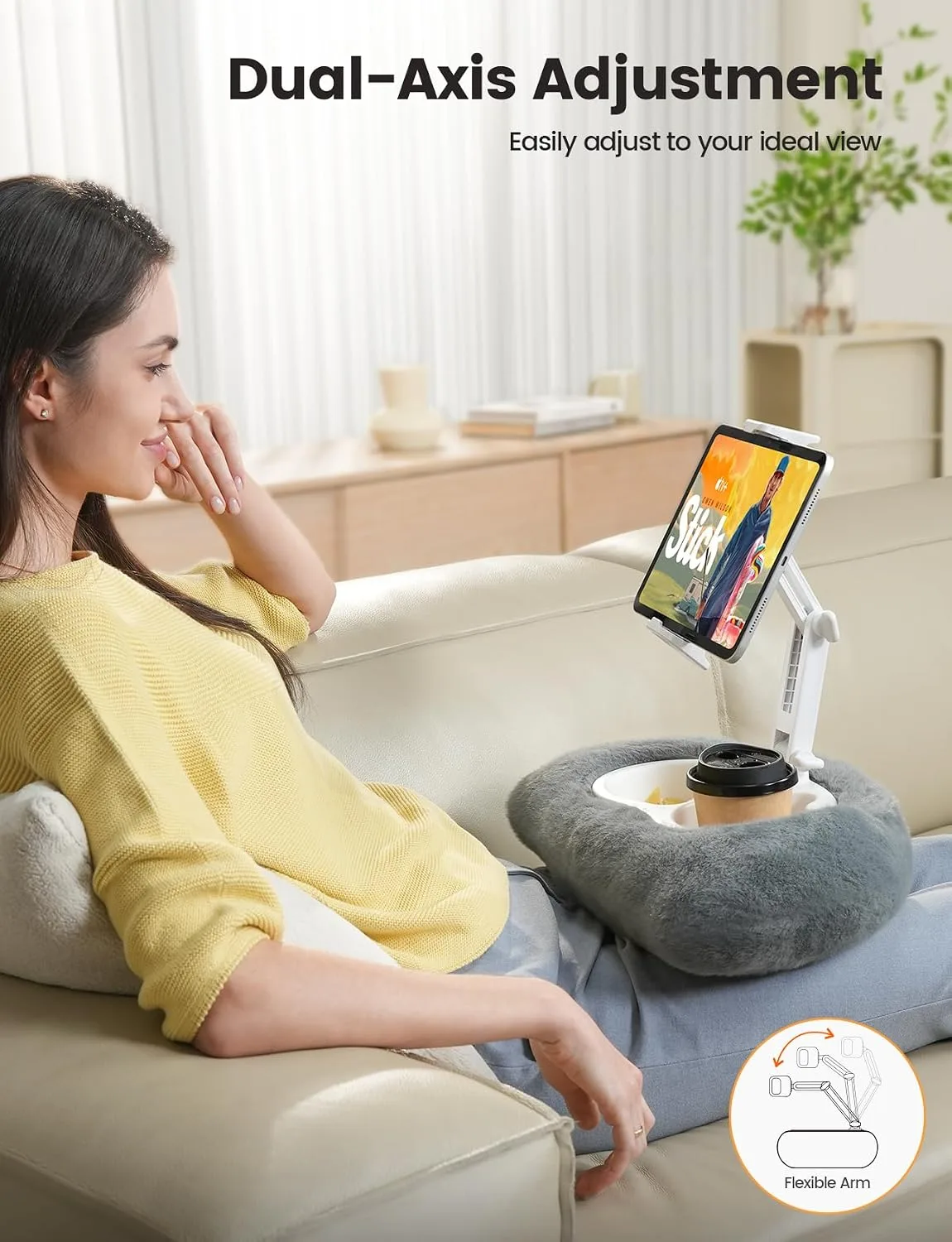 Lamicall Kindle Holder Tablet Pillow Stand Extendable Arm iPad Soft Pad