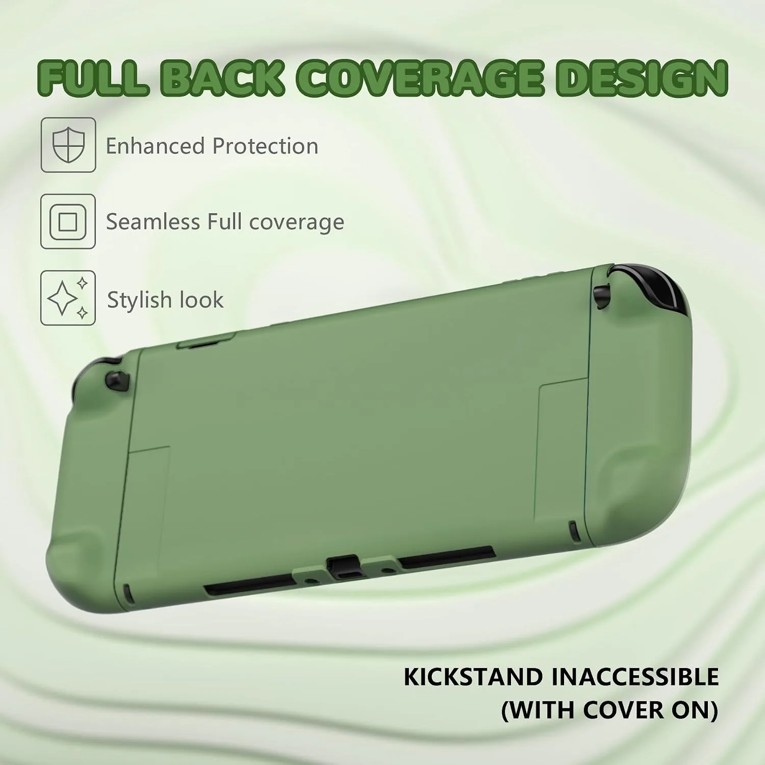 PlayVital Hard Case for Nintendo Switch 2 with Extra Stand & Thumb Grip Caps | Split Design, Dockable Protective Full-Body Shell Cover for Nintendo Switch 2 | Solid Color Series, Matcha Green