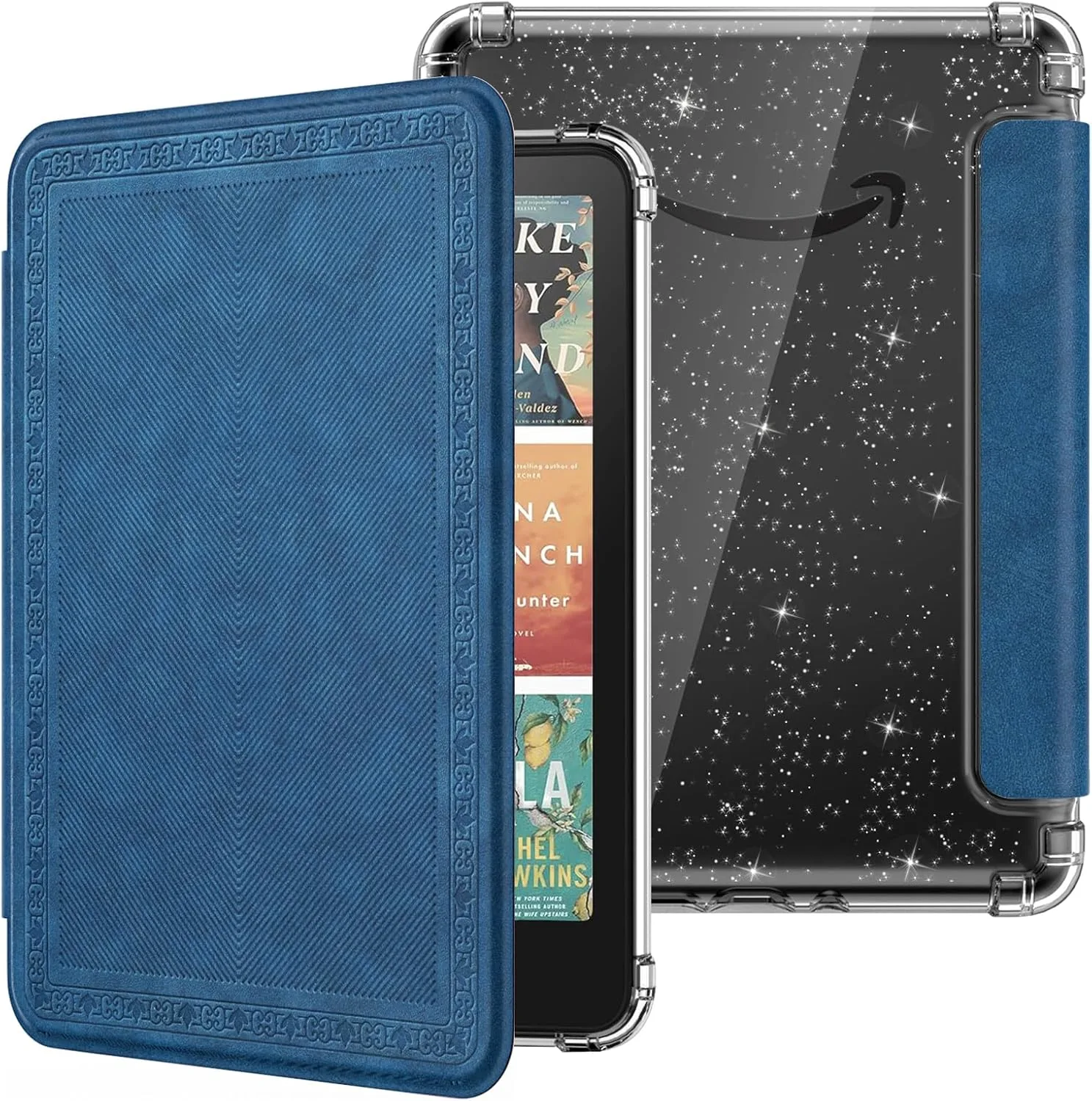 MoKo Case for 7" Kindle Paperwhite 12th Gen & Colorsoft, Blue Vintage Twill