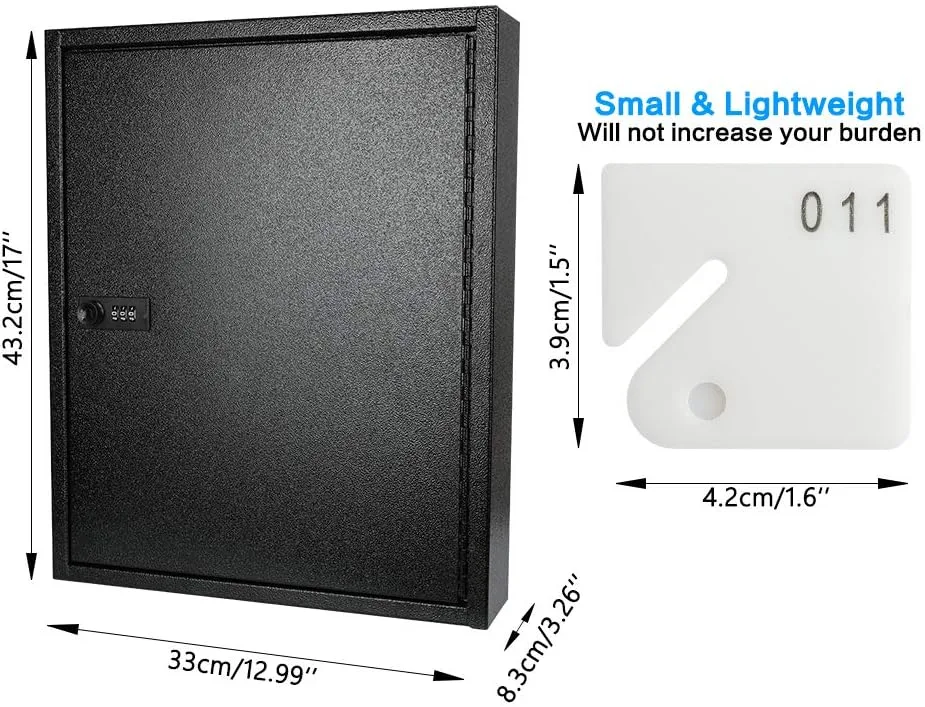 KYODOLED Key Box, Wall Mount 100 Key Cabinet, Combination Lock, Black