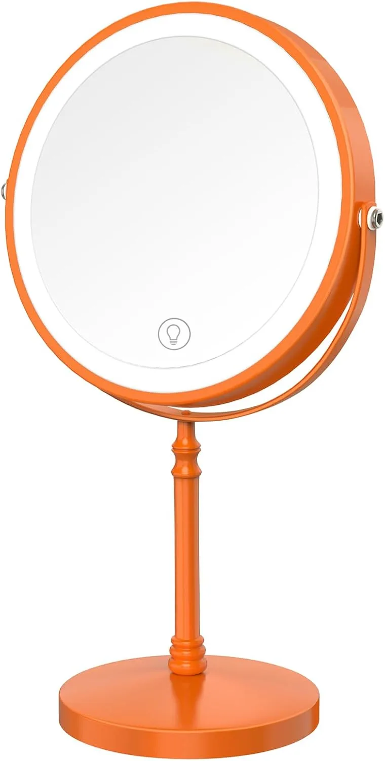 DEIOVWXS Makeup Mirror, Rechargeable Vanity Mirror with 3 Lights, 1X/10X