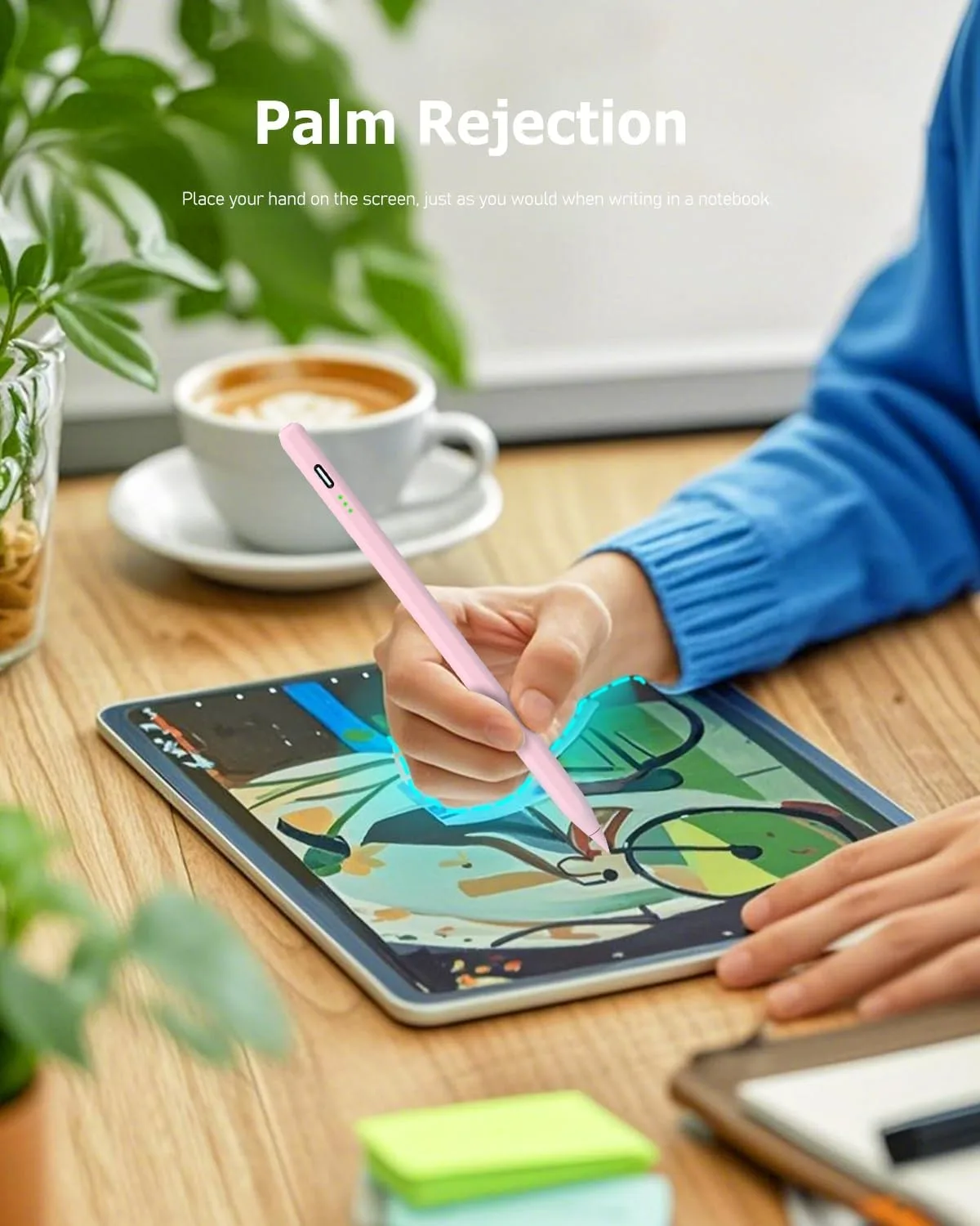 Pink Stylus Pen for iPad Pro Air Mini 2018-2026, Palm Rejection Fast Charge