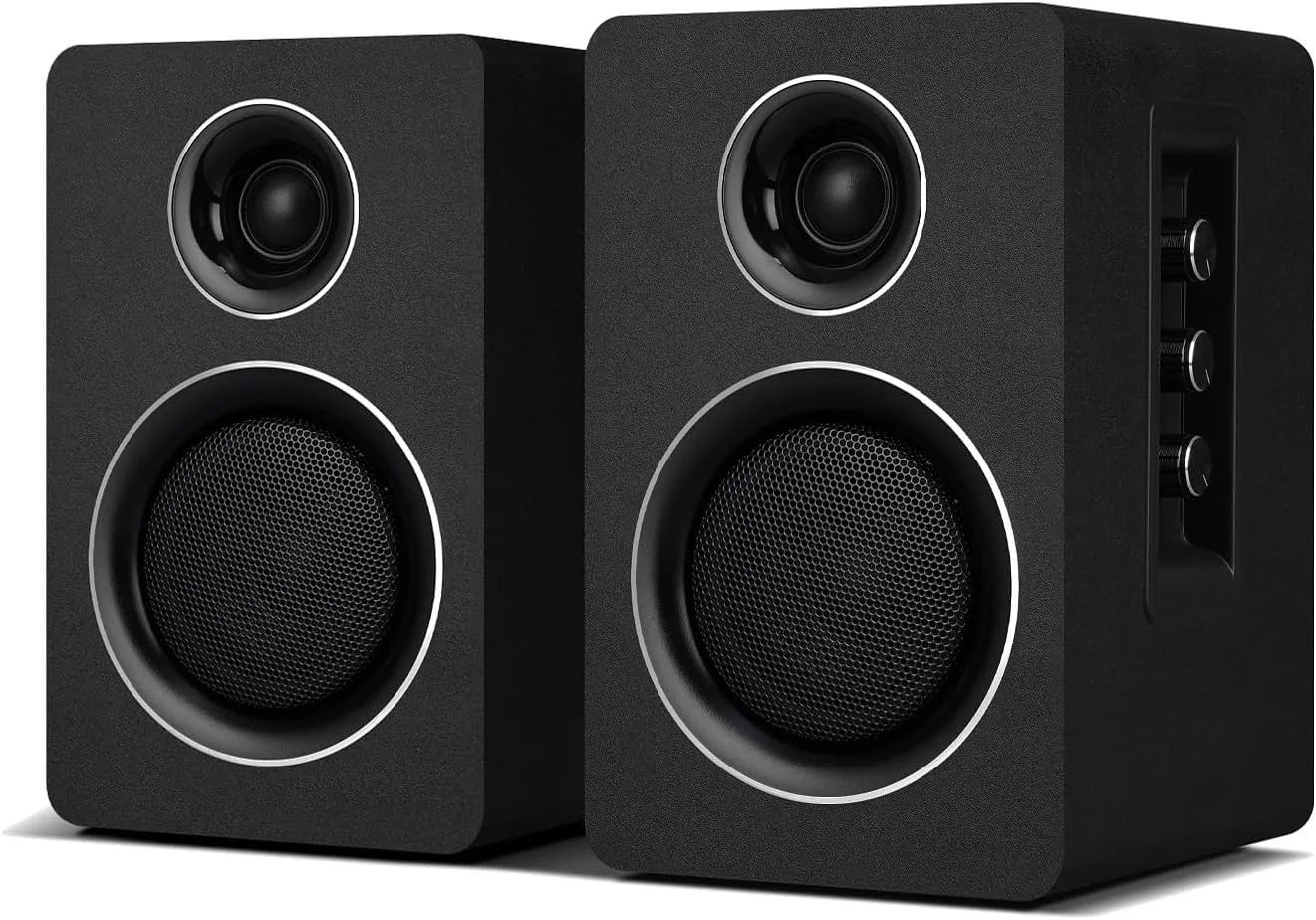 Computer Speakers, Bluetooth 5.3, USB-C, AUX/RCA, 3.5-Inch Woofer, Black