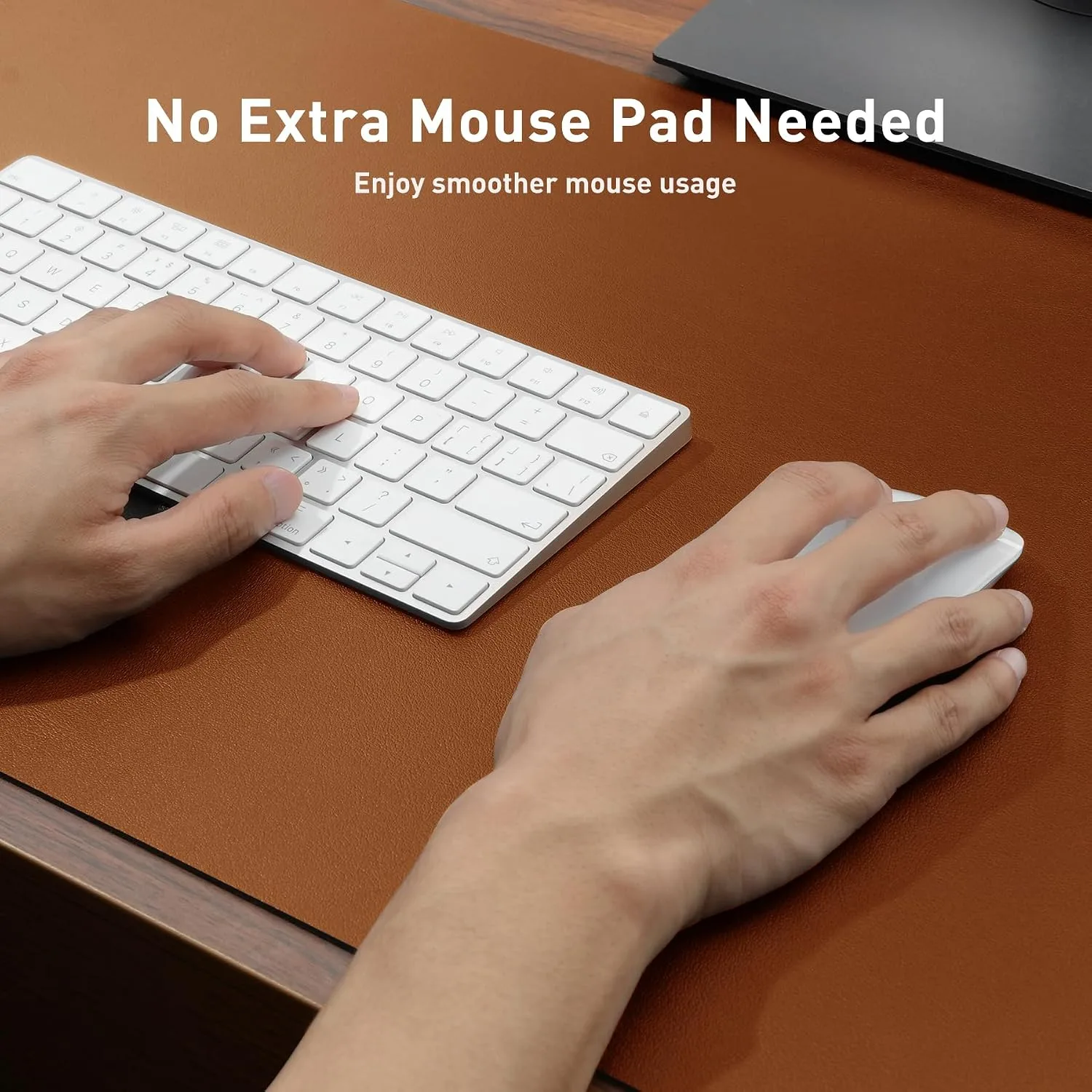 Aothia Leather Desk Pad Protector, Mouse Pad, Office Desk Mat, Non-Slip PU Leather Desk Blotter, Laptop Desk Pad, Waterproof Desk Writing Pad for Office and Home (Brown,23.6" x 13.7")