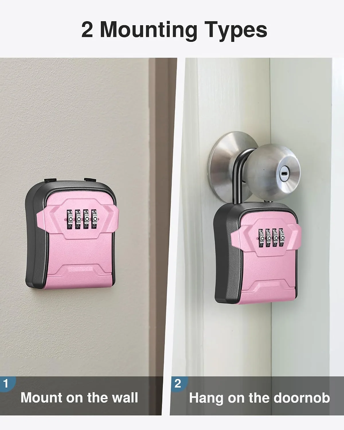 Puroma Key Lock Box for House Keys Combination Lockbox with Code, 1 Pink