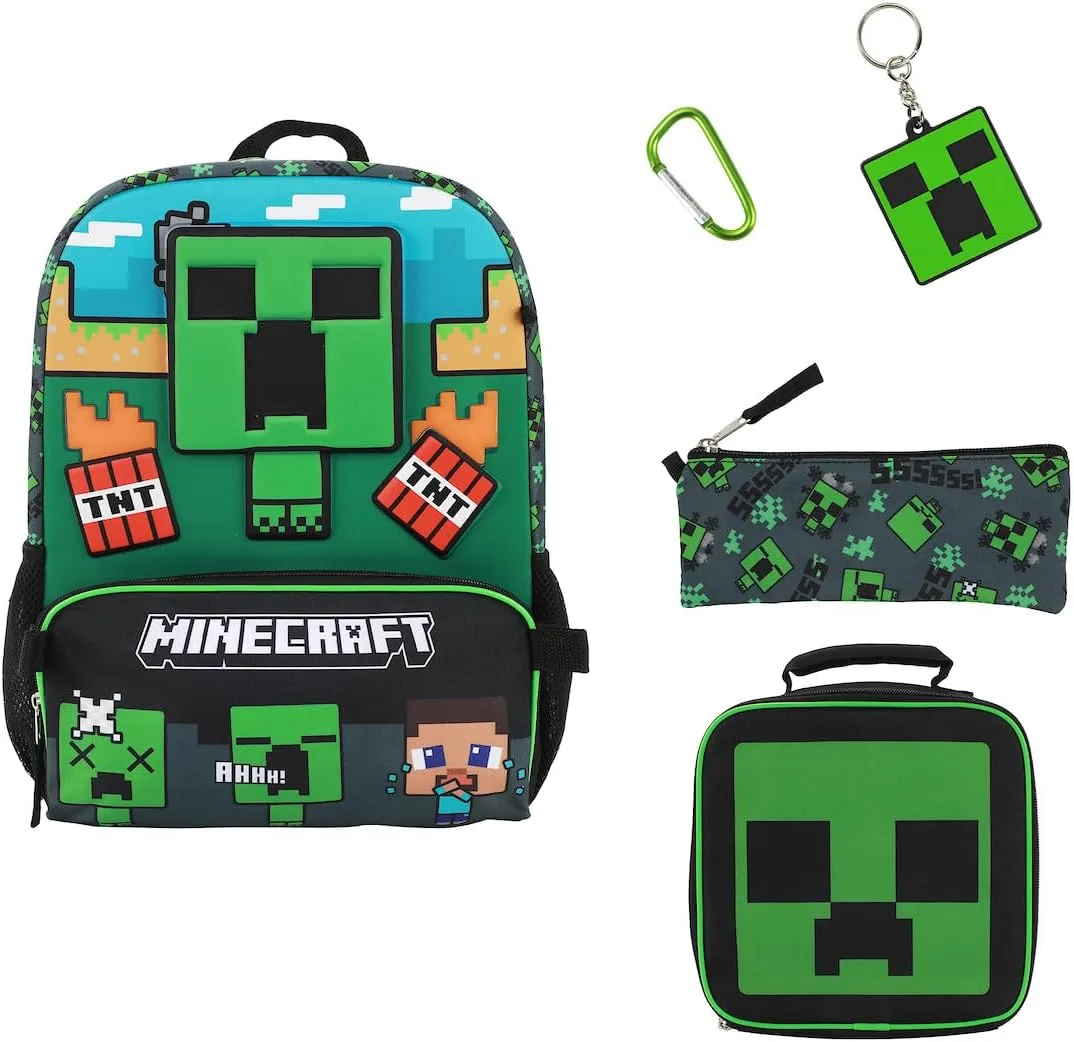 Bioworld Pokemon Starters & Pokeballs All-Over Print 16" Backpack & Lunch Kit Value Set