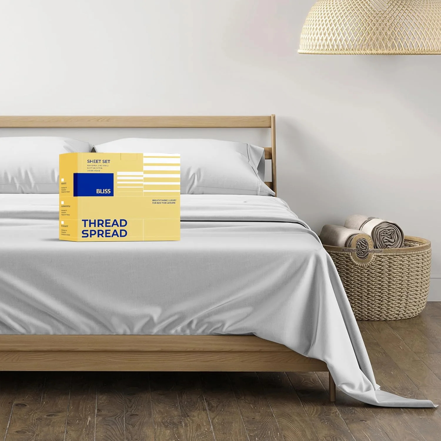 THREAD SPREAD Egyptian Cotton Sheets King Size - Luxury 600 Series King Size Sheets Set (4 PC, Silver), 16" Deep Pocket All Around Elastic, Soft, Cooling, Sateen Weave, Durable Hotel Bed Sheet Sets