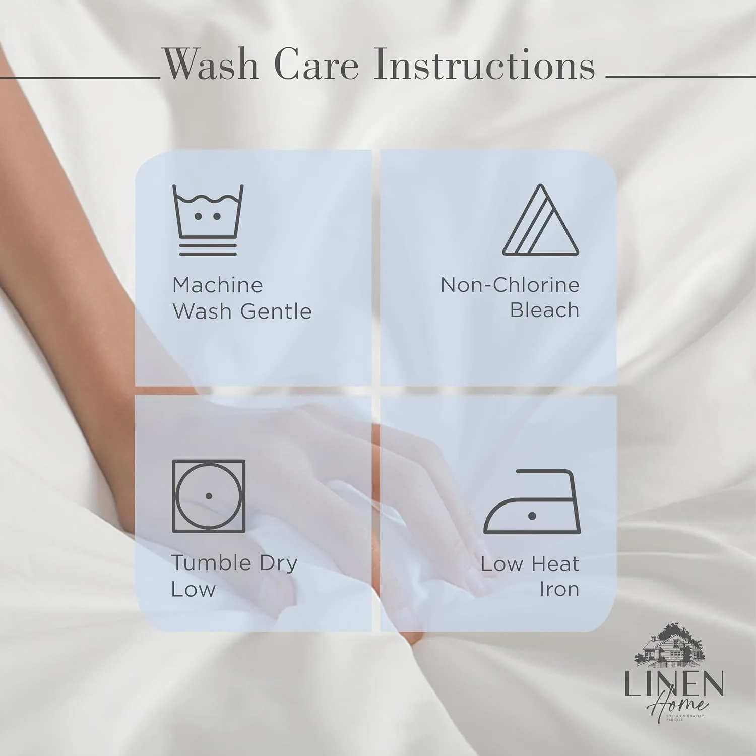 Linen Home 100% Cotton Percale King Sheets, 4Pc Cooling Set Smoky Charcoal