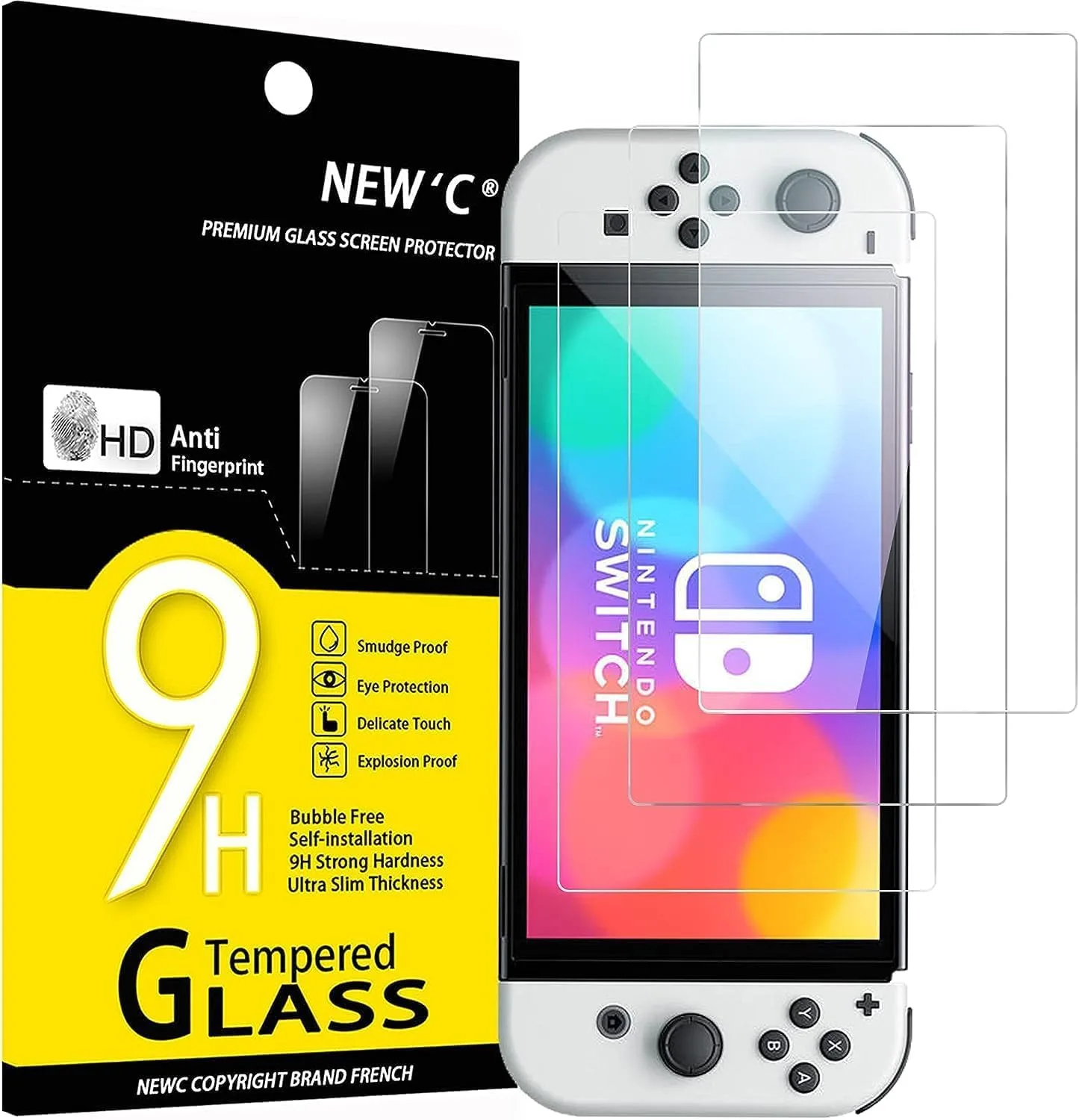 Protector de pantalla New'C para Nintendo Switch OLED vidrio templado