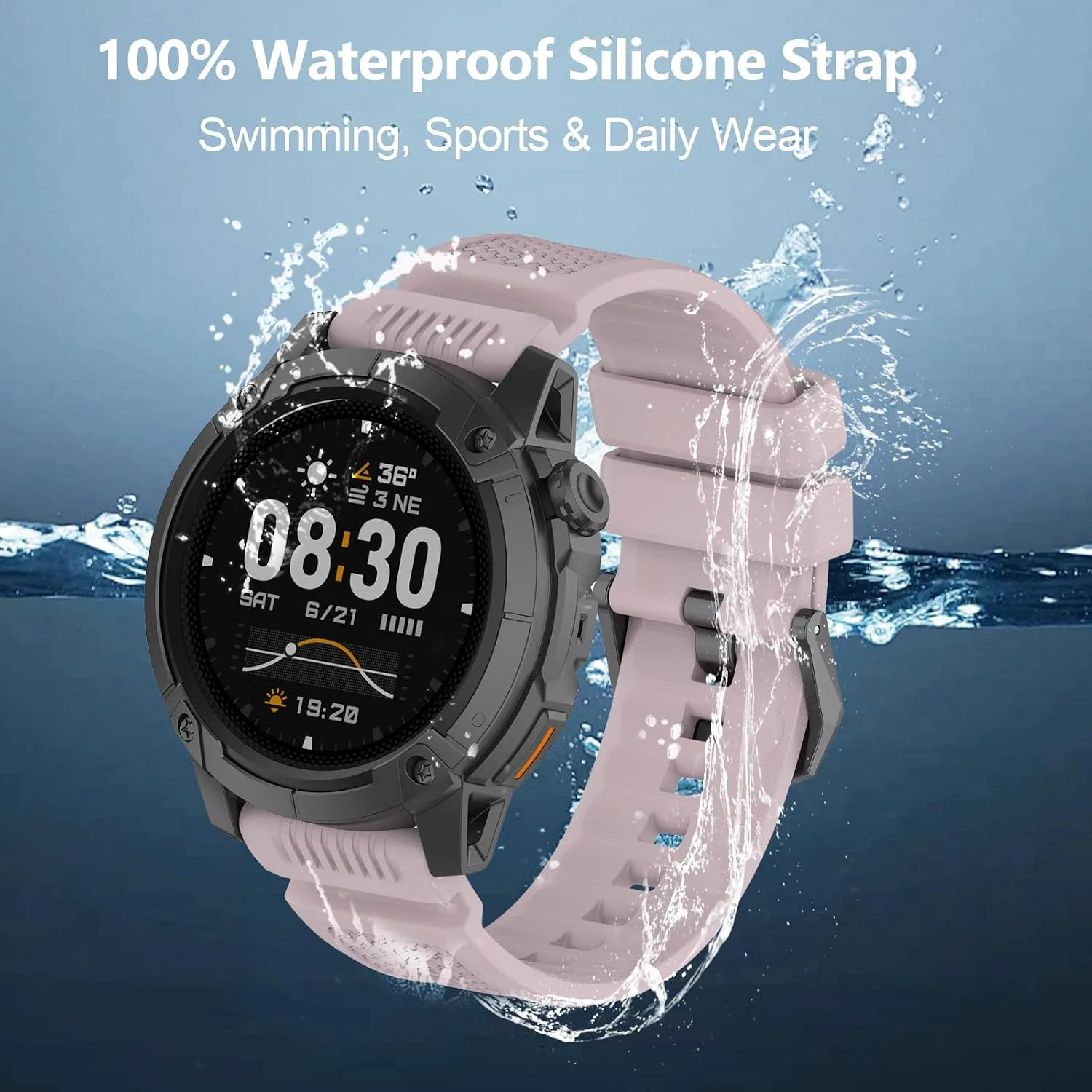 Silicone Strap Compatible with COROS Apex 4 46mm/Nomad, 24mm Band for Garmin Venu X1, Ticwatch Atlas/Pro 5/Pro 5 Enduro, iTOUCH AIR3 Breathable Replacement Bands for Women Men