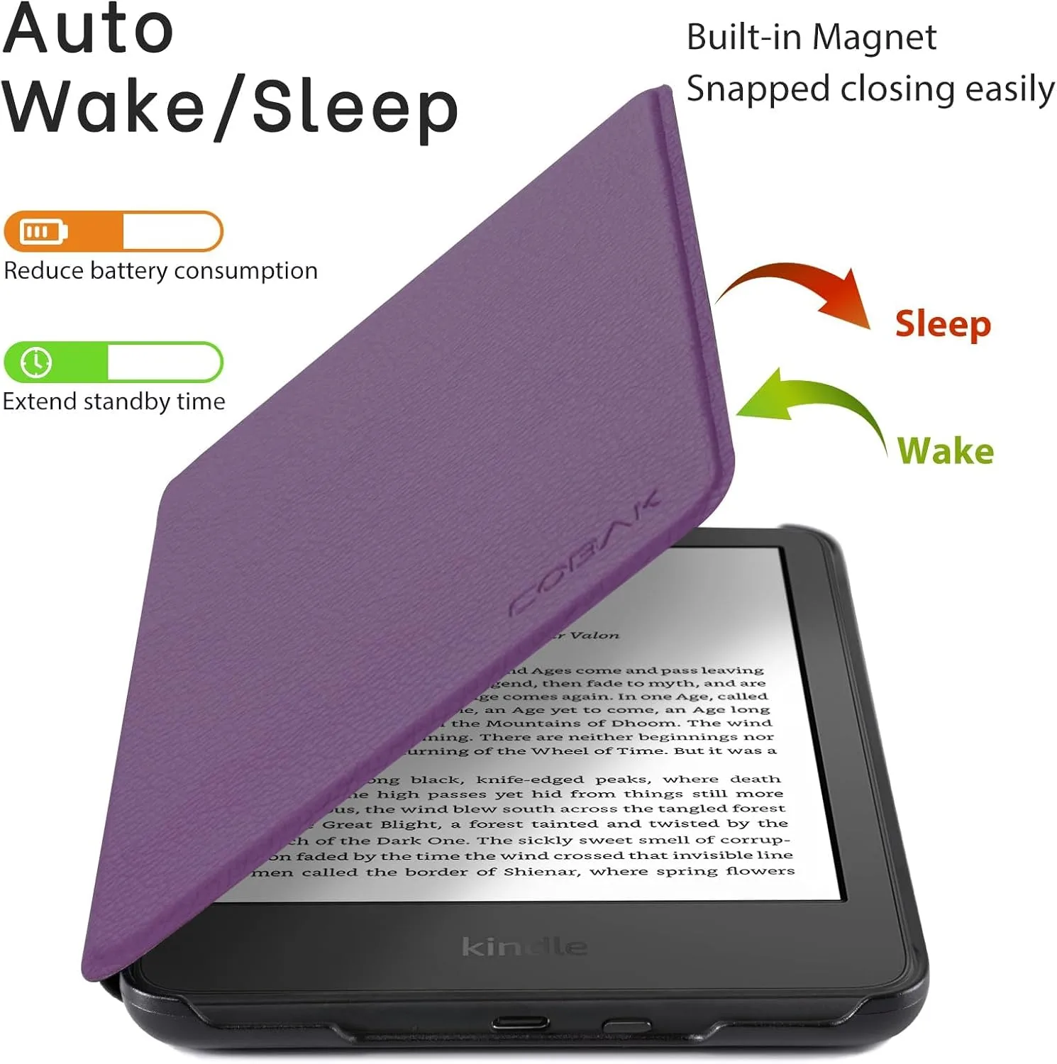 CoBak Case for All New 6 Inch Kindle 2024 and 2022 (11 Generation) - PU Leather Smart Cover, Auto Sleep and Wake, Premium Protective Case for Kindle Basic