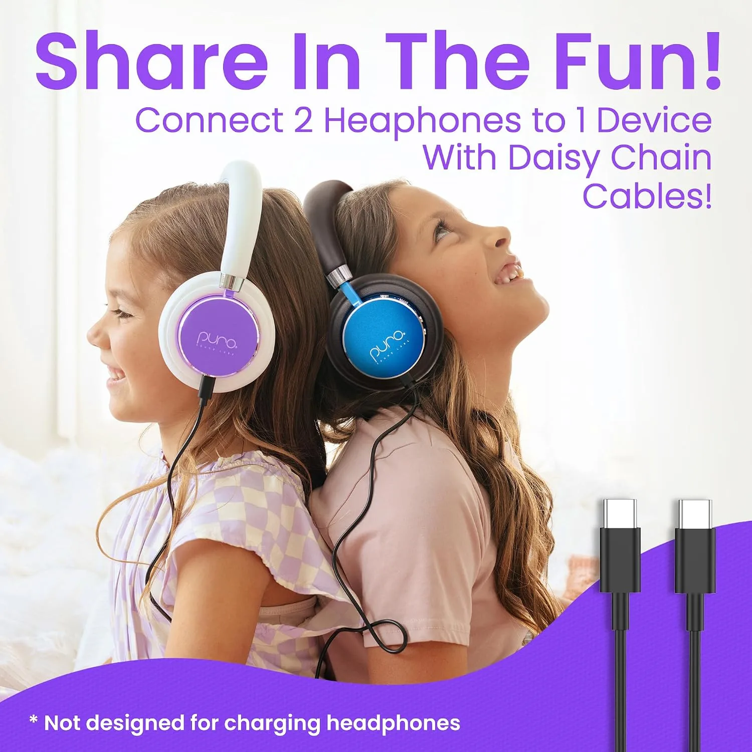Puro Sound Labs - Kids Headphones, Volume-Limiting 85dB, BT2200 Plus,Purple