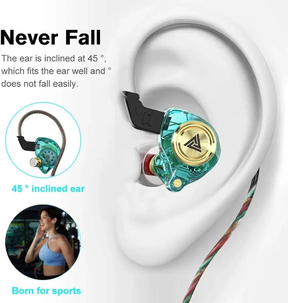 Wired Gaming Earbuds 2 Pack, Ak3file in Ear Monitors, Deep Bass Sound Wired Earbuds, HiFi in Ear Headphones with 1DD 10mm Dynamic Driver, IEM for Music Gaming Video Calling (Black+Green)