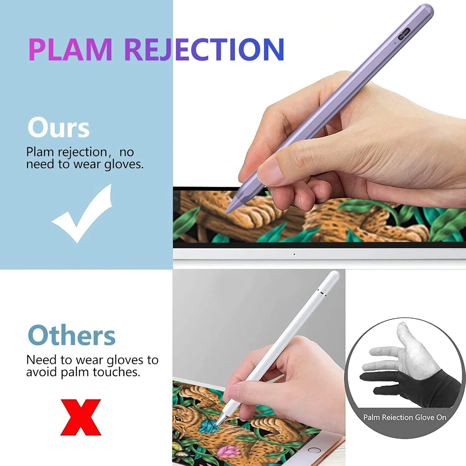 ​​​Stylus Pen for iPad 2018-2023 with Palm Rejection, Active Pencil for iPad 10th/9th/8th/7th/6th Generation, for iPad Pro 11/12.9 inch, for iPad Air 5th/4th/3th Gen, for iPad Mini 6th/5th Gen(Purple)