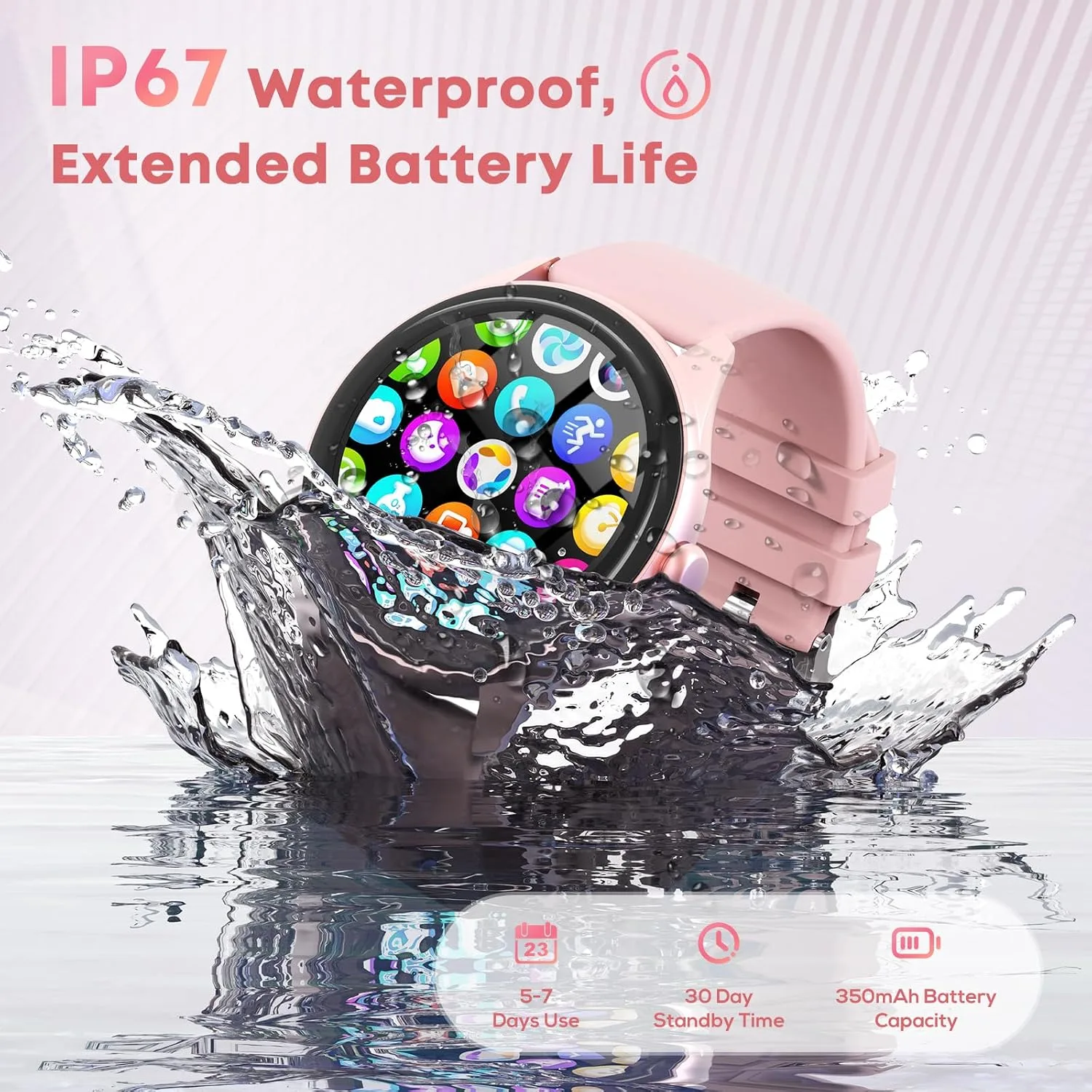 Smart Watch for Men, 1.39" HD Touchscreen Smartwatch with 120 Sports Modes,Heart Rate/Sleep Monitor, Music Control Fitness Watch for iPhone/Android (New Pink)