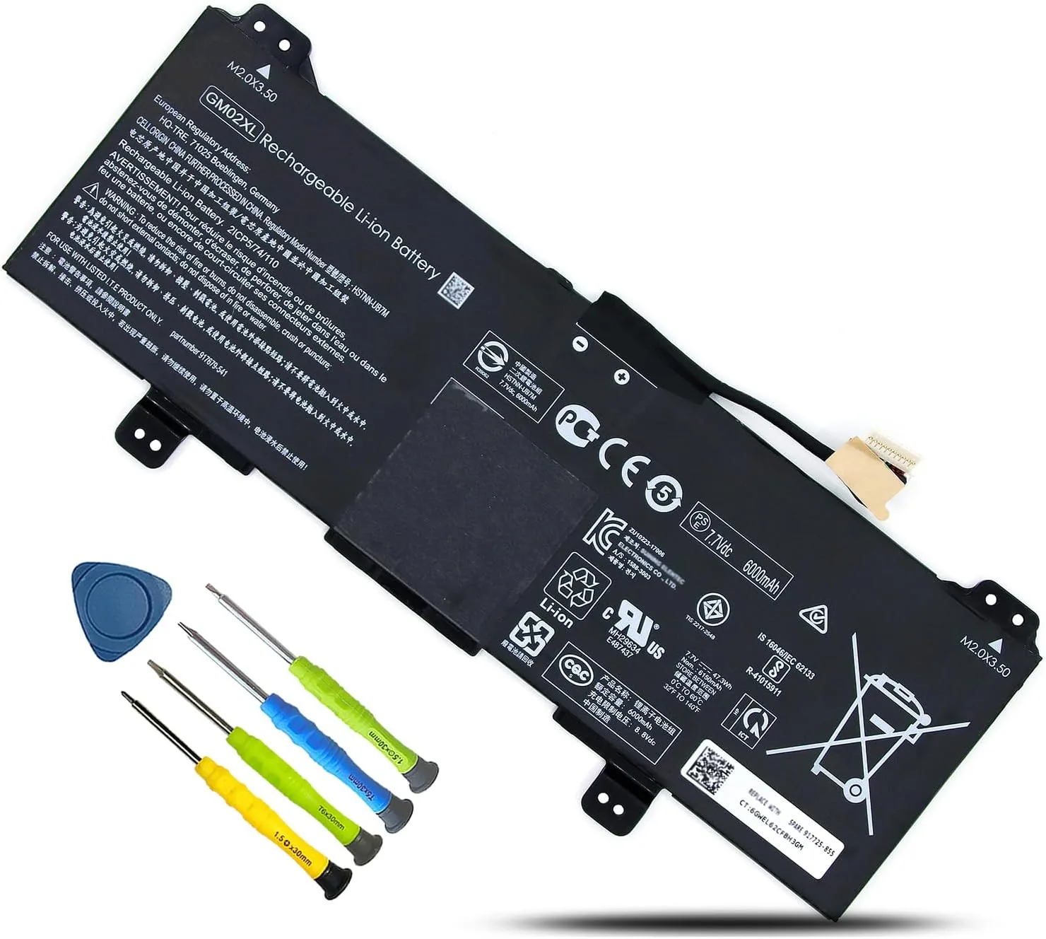 Batería para laptop Boweirui GM02XL 7.7V 47.3Wh compatible con HP Chromebook 14 G5 y series 11 G6 G7 EE X360