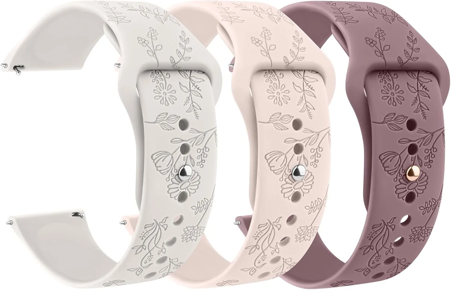 Meliya Veryfit Smart Watch Bands, 22mm Watchbands for IDW13 IDW16 IDW19 IDW26 IDW28 Smartwatch, Floral Engraved Soft Silicone Rubber Sport Replacement Watch Strap for Veryfit
