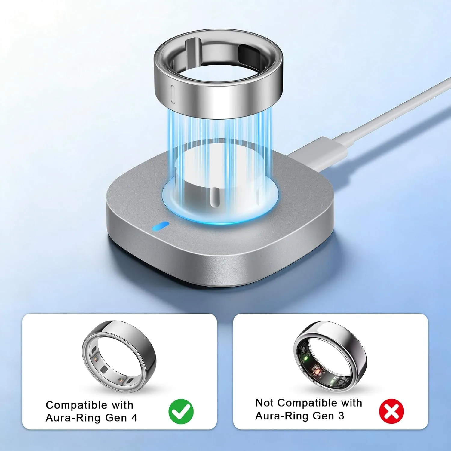 Charger Compatible with Aura-Ring Gen 4 Size 9,Fast Charging Dock