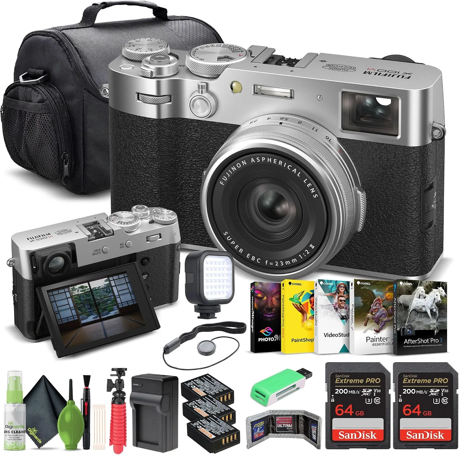 FUJIFILM X100VI Point & Shoot Camera (Black) & Case (16821913) Bundle