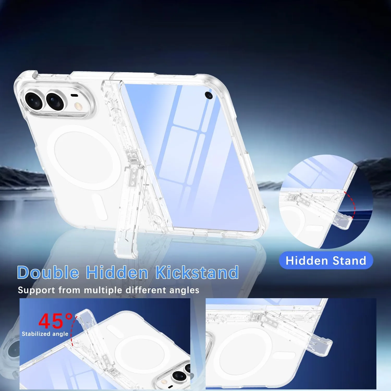 Casetego for iPhone Duo Case Magnetic,with Screen Protector,Dull Glitter